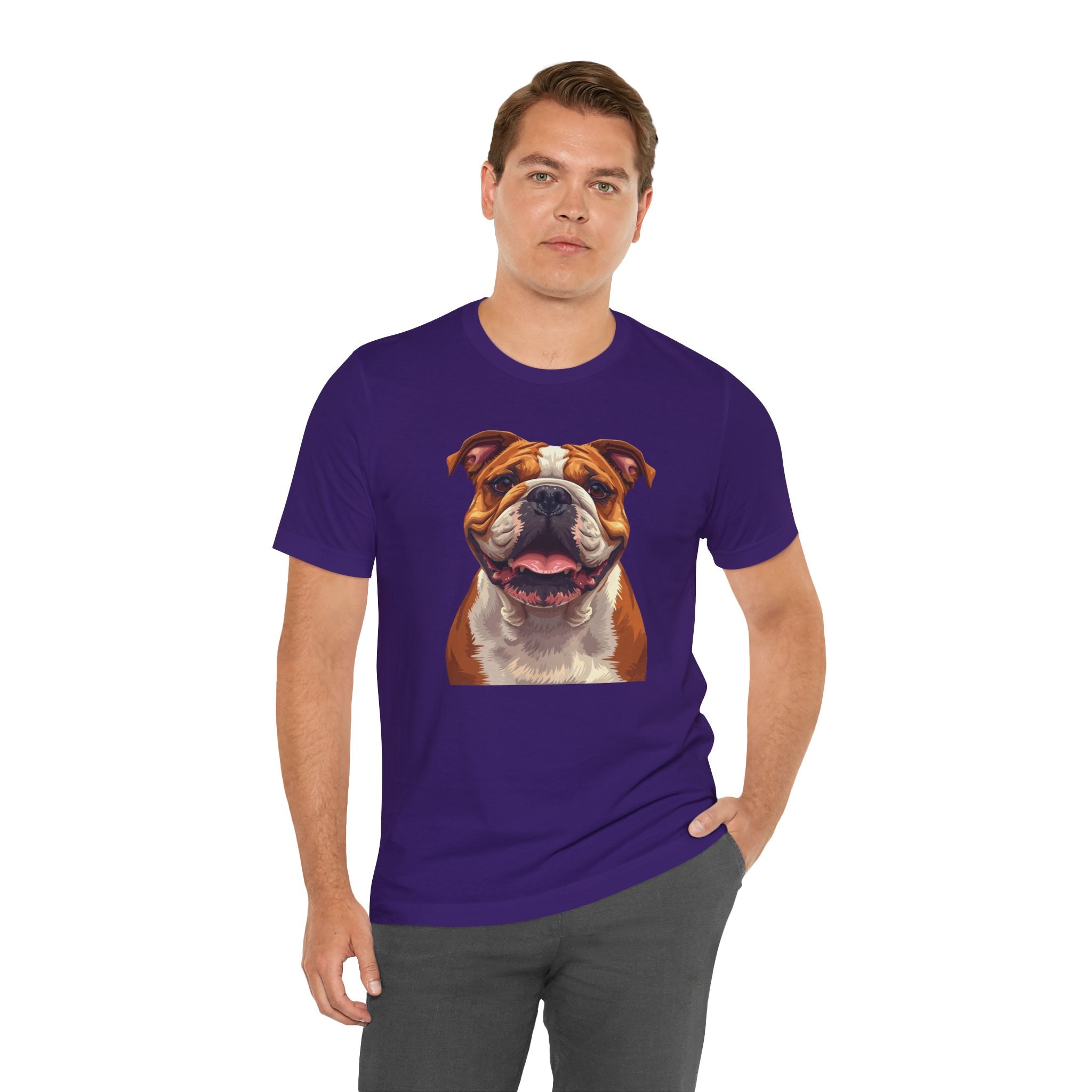 Bulldog Portrait T-Shirt — Smiling English Bulldog Graphic Tee