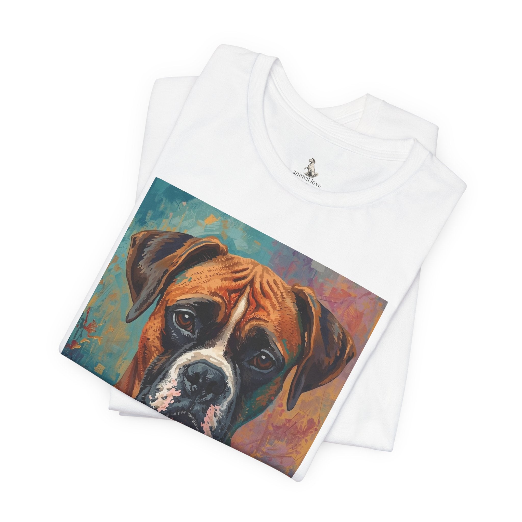 Boxer Dog Portrait T-Shirt — Colorful Painterly Canine Tee