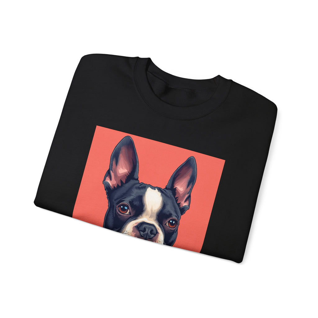 Boston Terrier Portrait Crewneck Sweatshirt — Cute Dog Graphic Pullover