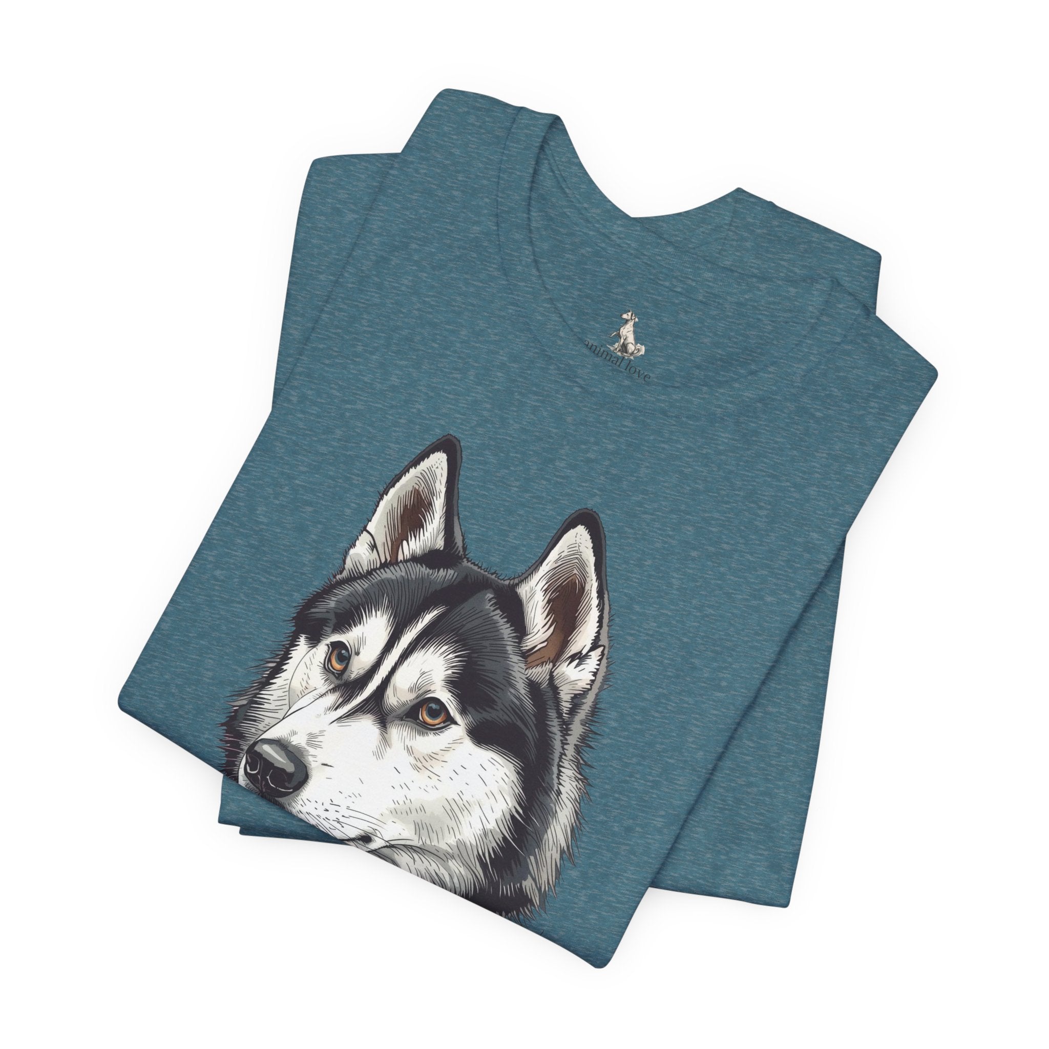 Husky Portrait T-Shirt — Realistic Siberian Husky Dog Tee