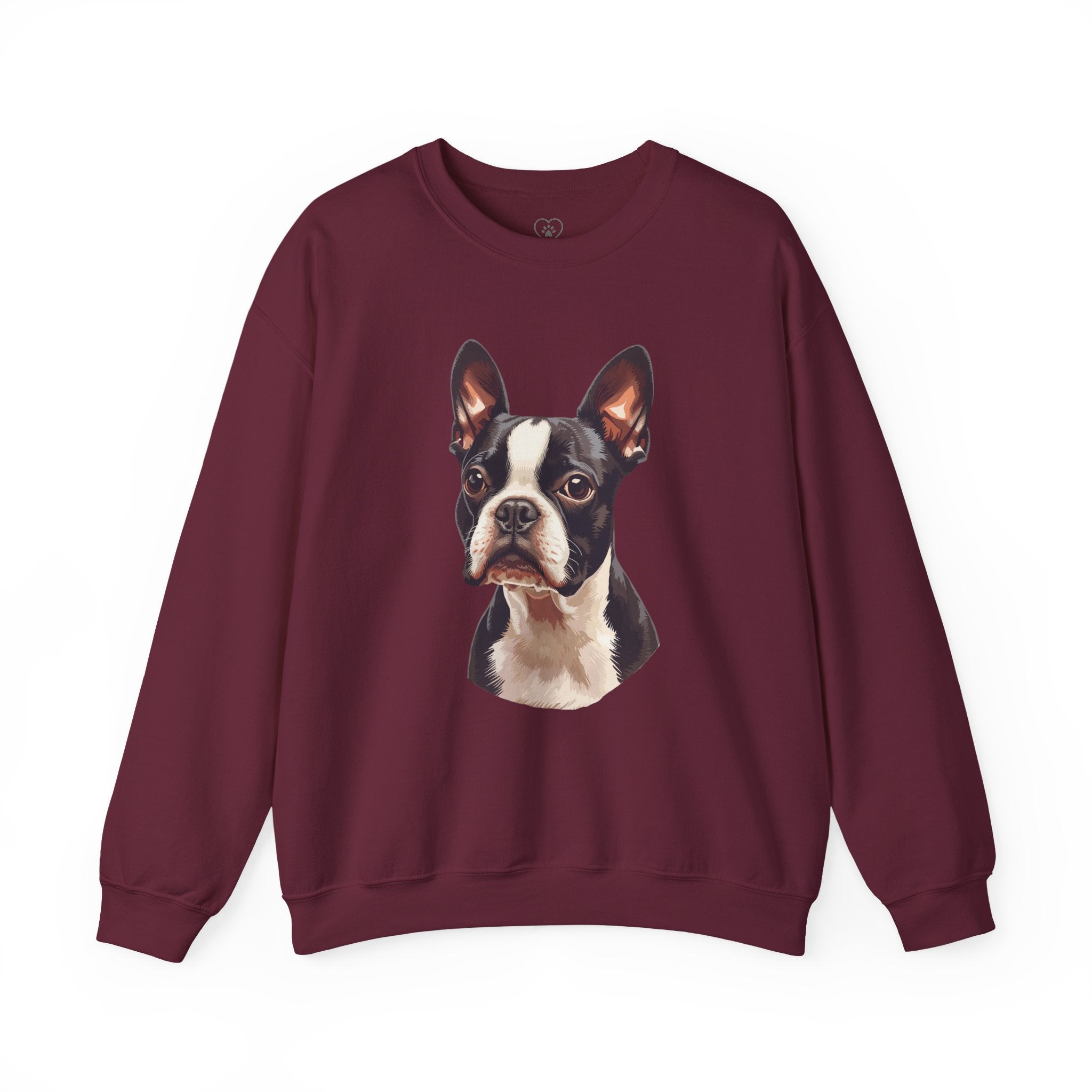 Boston Terrier Portrait Sweatshirt — Cute Dog Face Crewneck for Pet Lovers