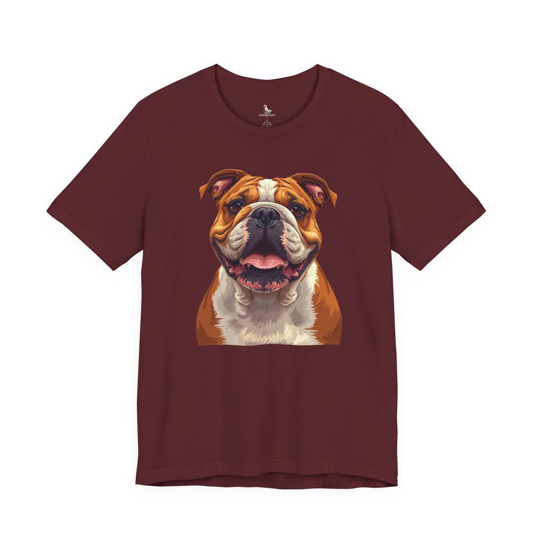 Bulldog Portrait T-Shirt — Smiling English Bulldog Graphic Tee