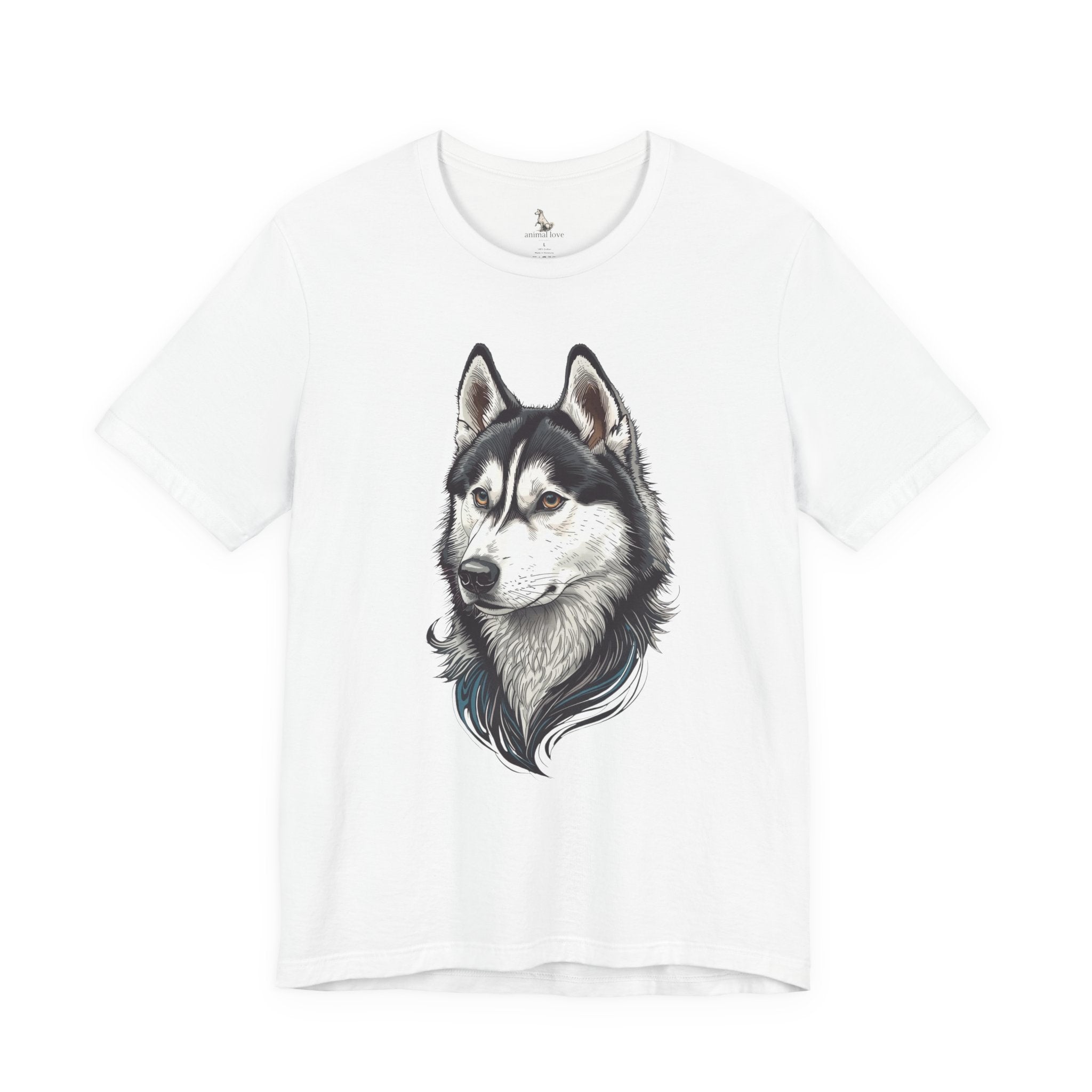 Husky Portrait T-Shirt — Realistic Siberian Husky Dog Tee