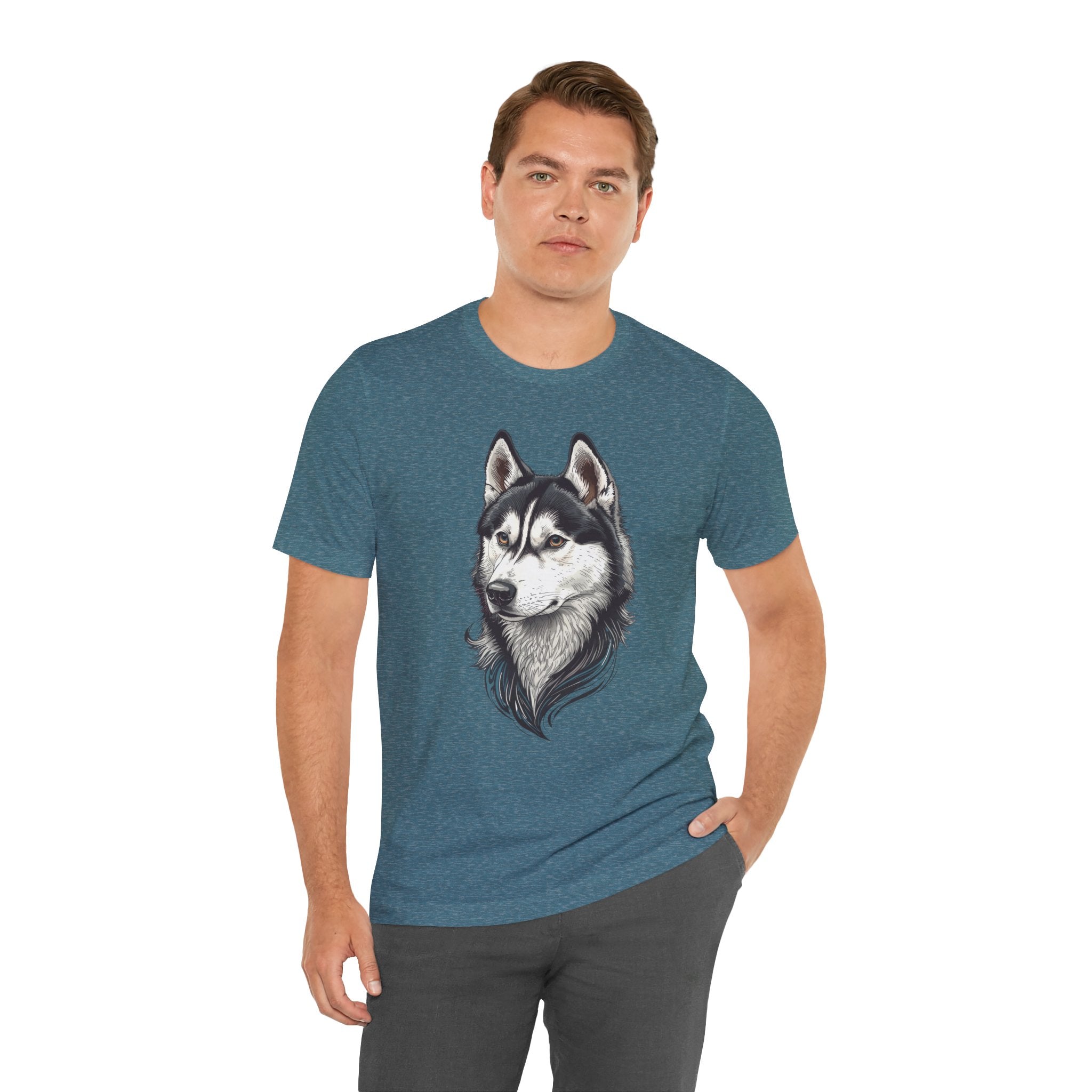 Husky Portrait T-Shirt — Realistic Siberian Husky Dog Tee