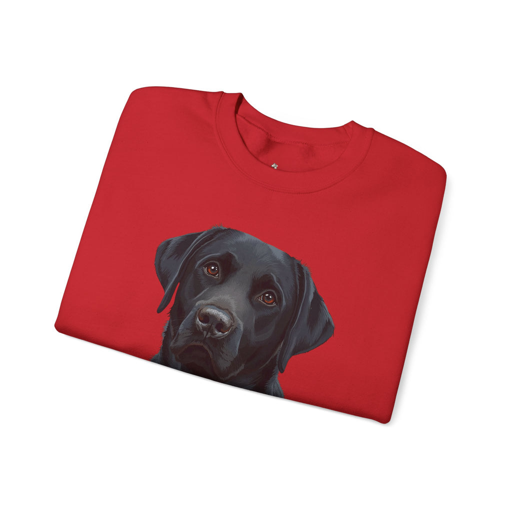 Black Labrador Portrait Crewneck Sweatshirt — Realistic Dog Print for Dog Lovers