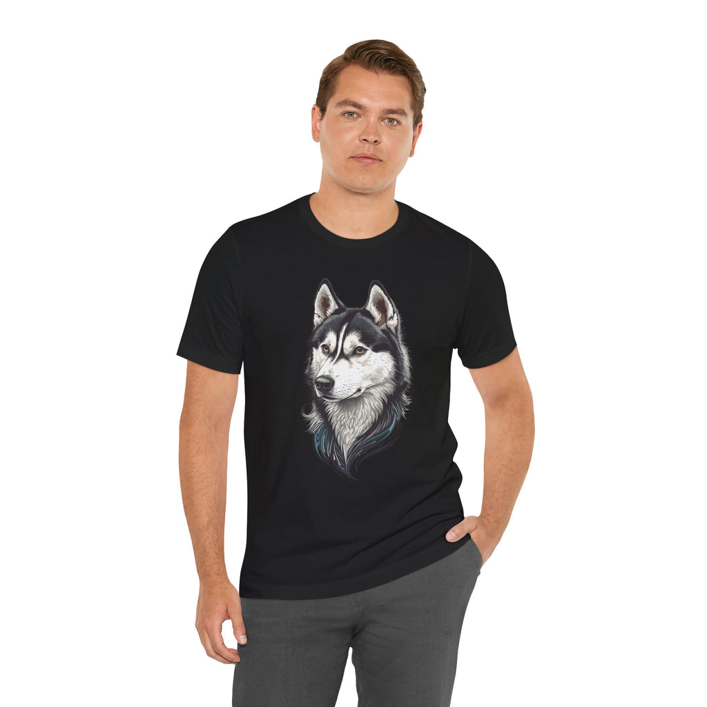 Husky Portrait T-Shirt — Realistic Siberian Husky Dog Tee