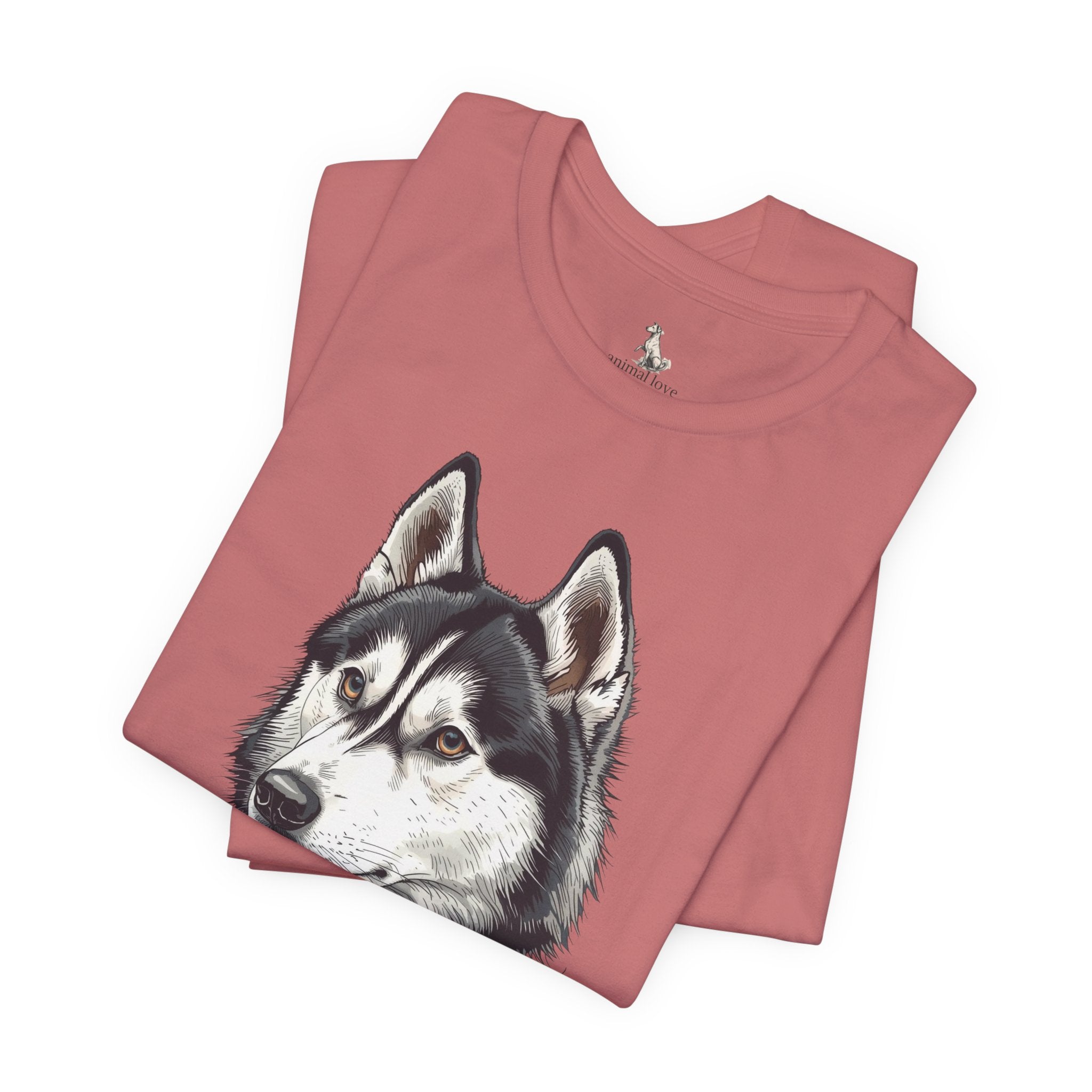 Husky Portrait T-Shirt — Realistic Siberian Husky Dog Tee