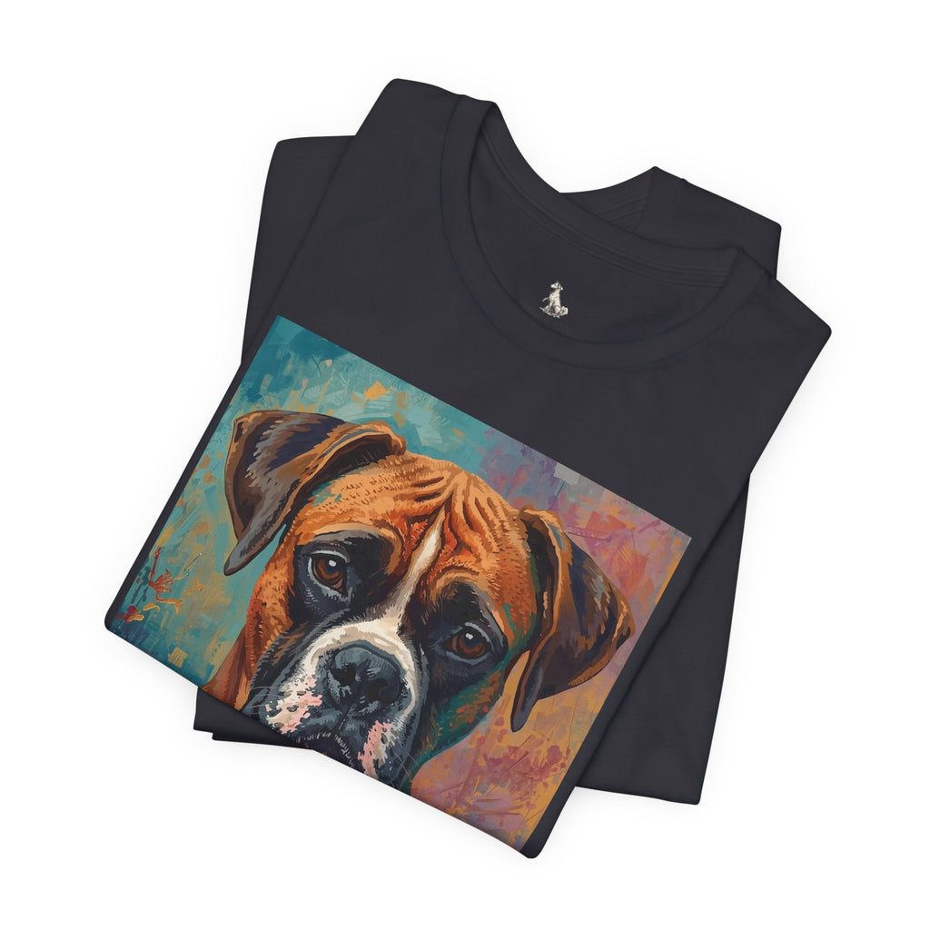 Boxer Dog Portrait T-Shirt — Colorful Painterly Canine Tee