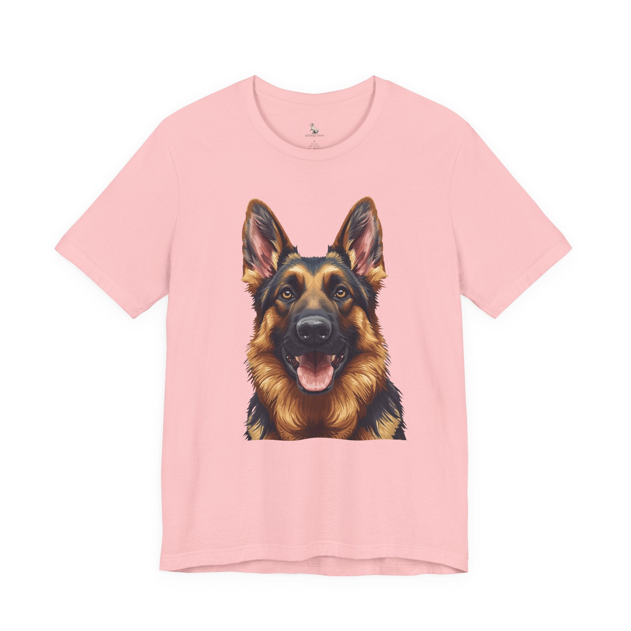 German Shepherd Portrait T‑Shirt — Realistic Dog Face Tee for Dog Lovers