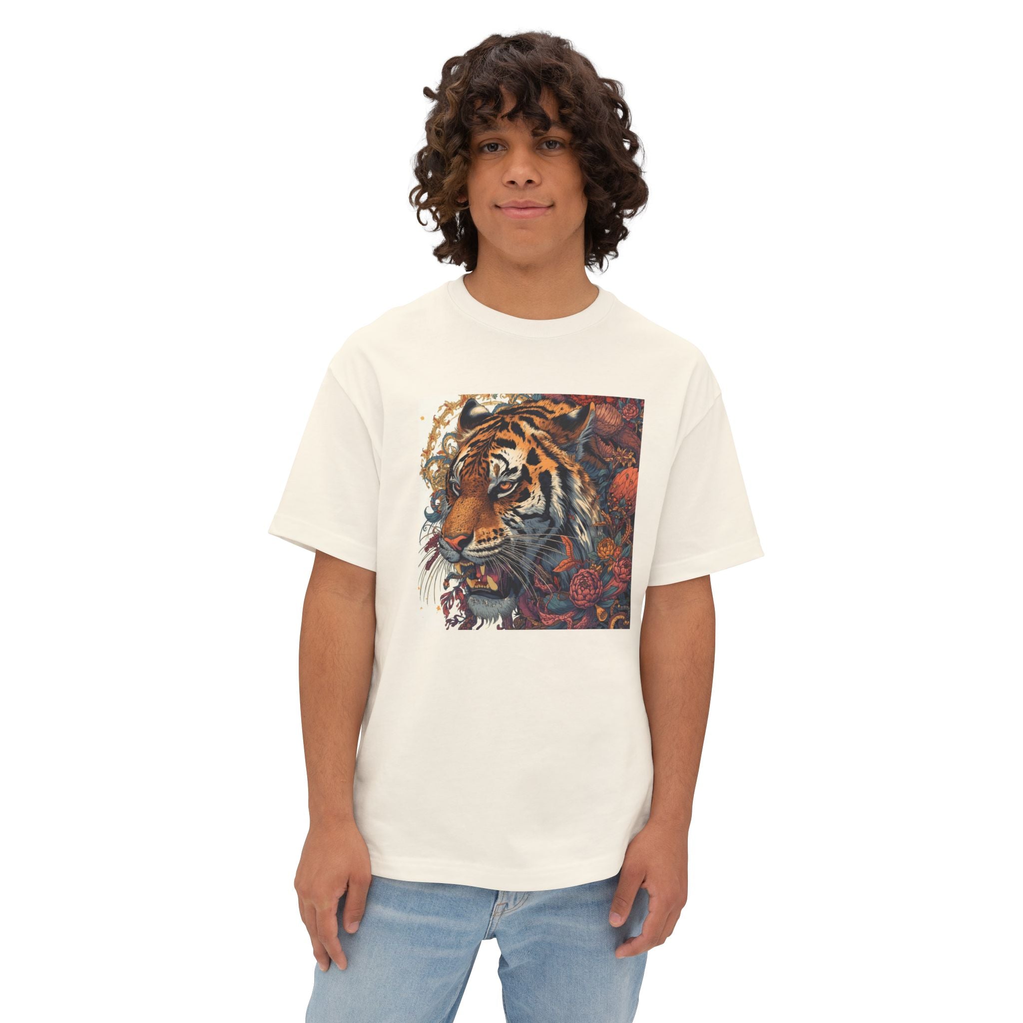 Tiger Floral Graphic Tee — Vintage Botanical Big Cat T-Shirt