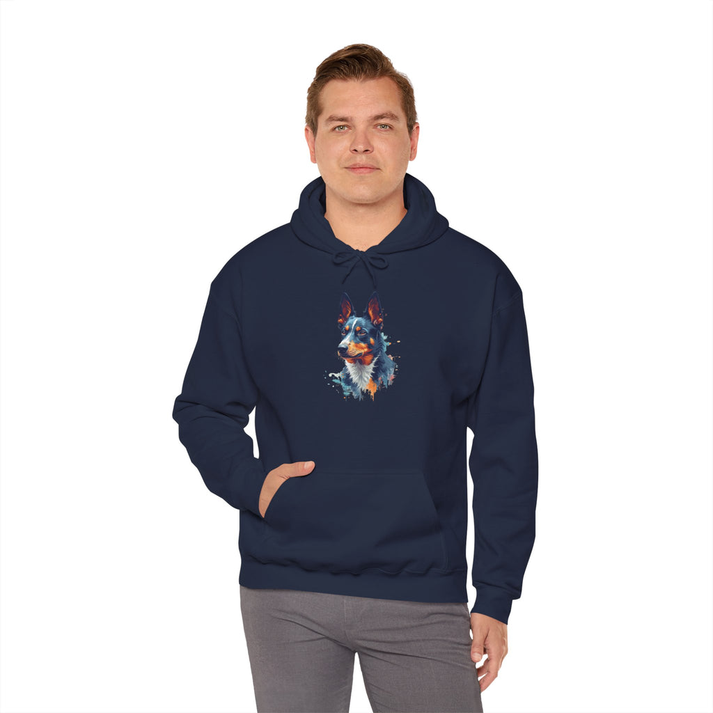 Australian Kelpie Watercolor Hoodie — Artistic Dog Portrait Pullover