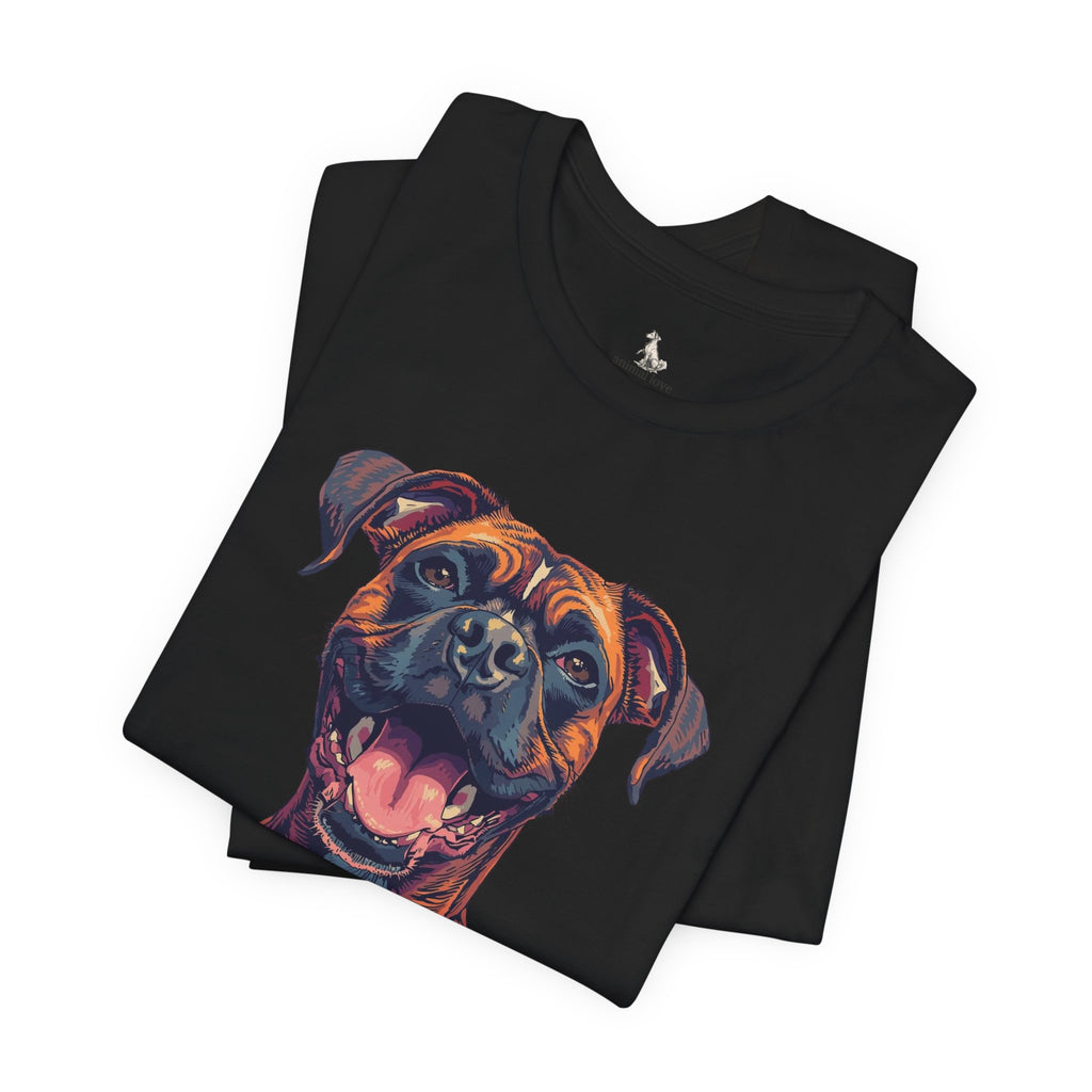 Happy Boxer Dog T‑Shirt — Colorful Portrait Pet Tee