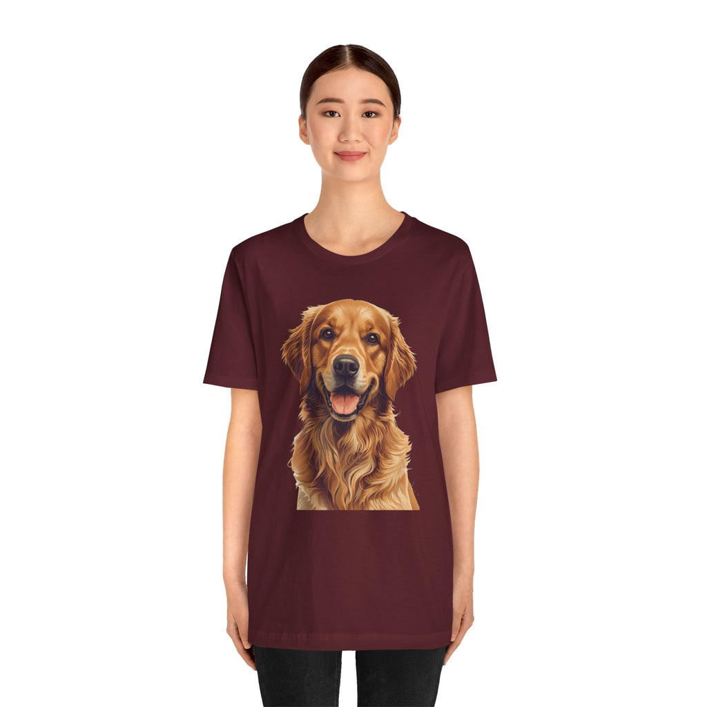 Golden Retriever Portrait T-Shirt — Smiling Dog Tee for Dog Lovers