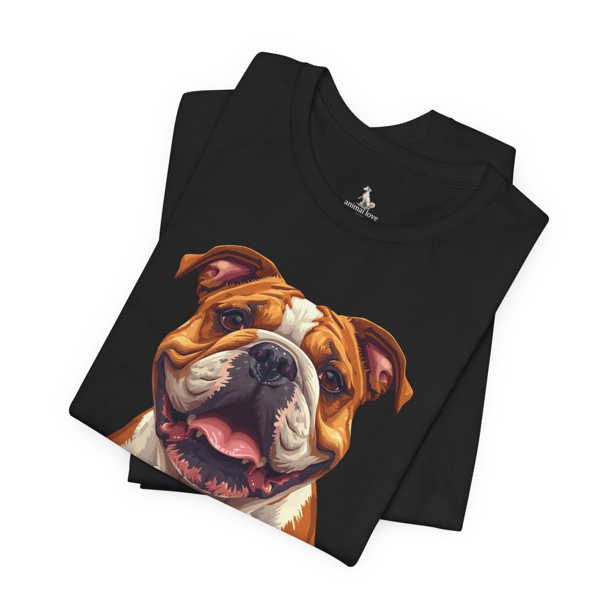 Bulldog Portrait T-Shirt — Smiling English Bulldog Graphic Tee
