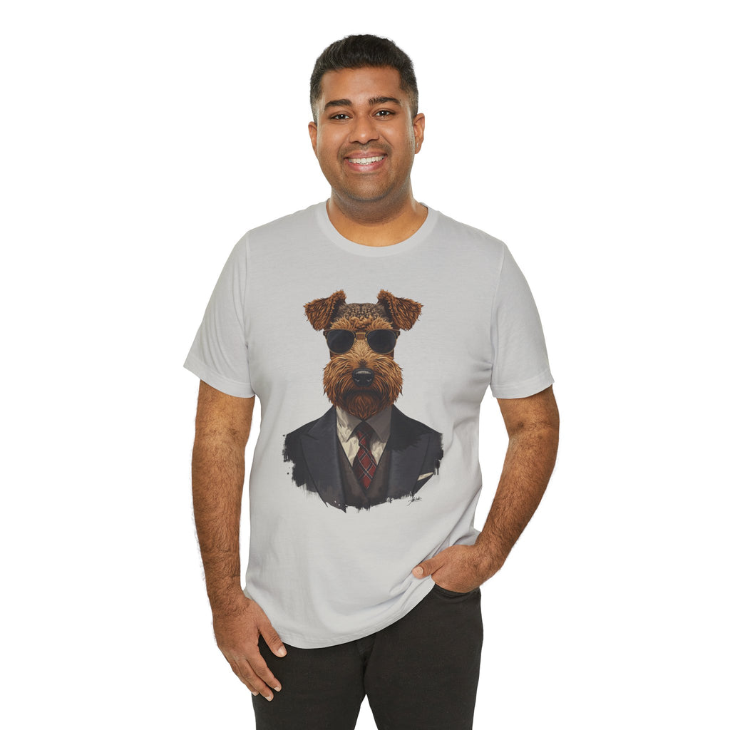Airedale Gentleman T‑Shirt — Dog in Suit Graphic Tee