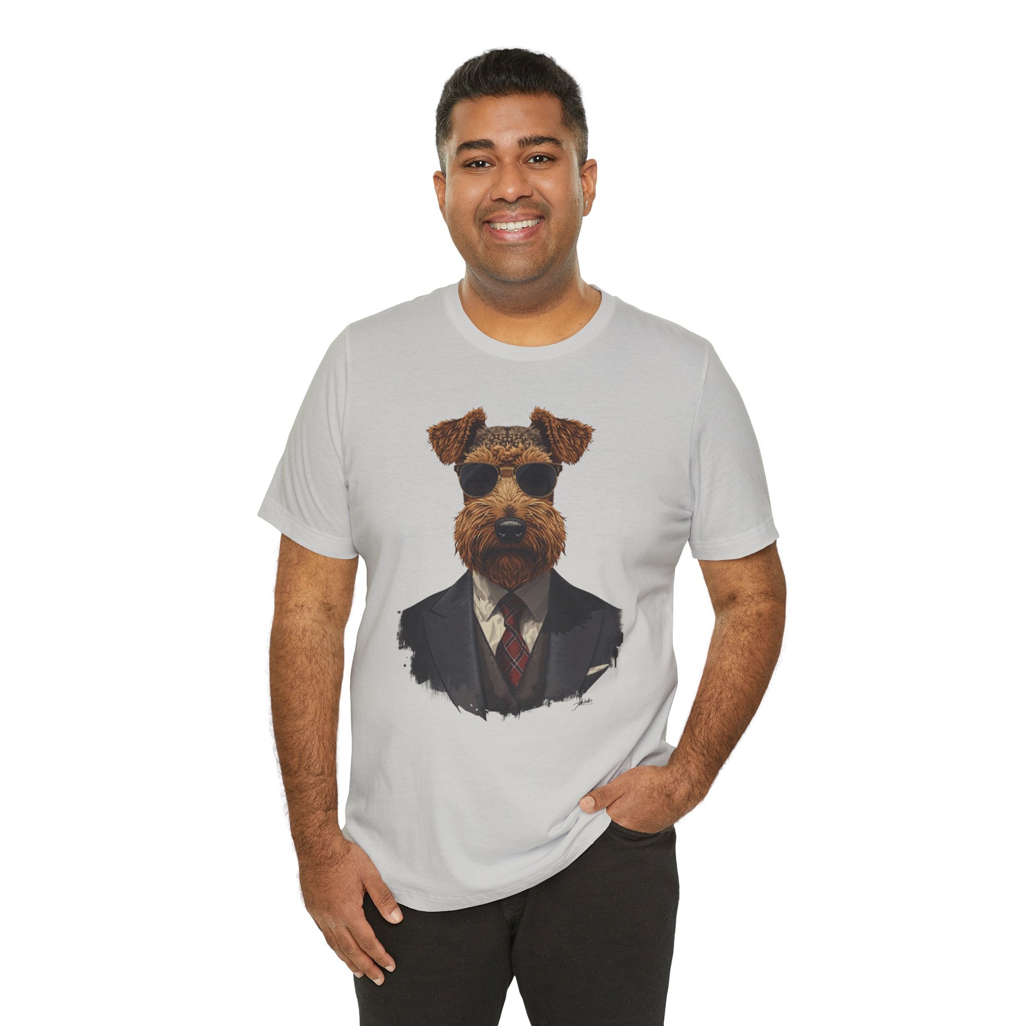Airedale Gentleman T‑Shirt — Dog in Suit Graphic Tee