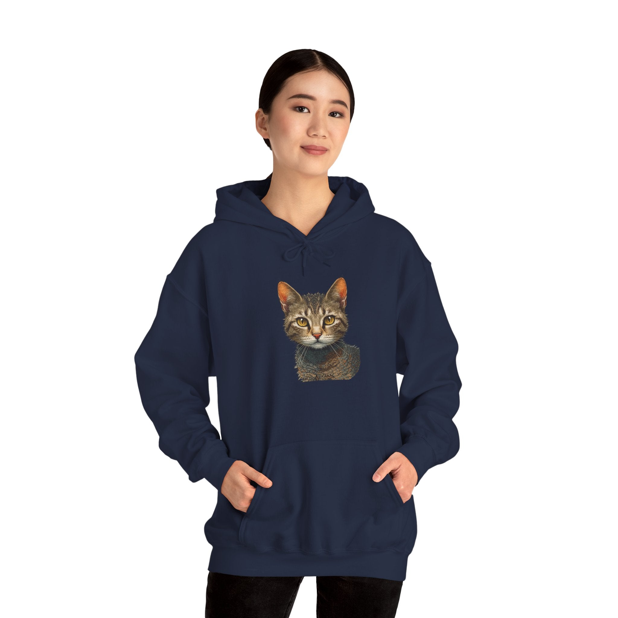 Cat Portrait Hoodie — Realistic Tabby Kitten Graphic Pullover