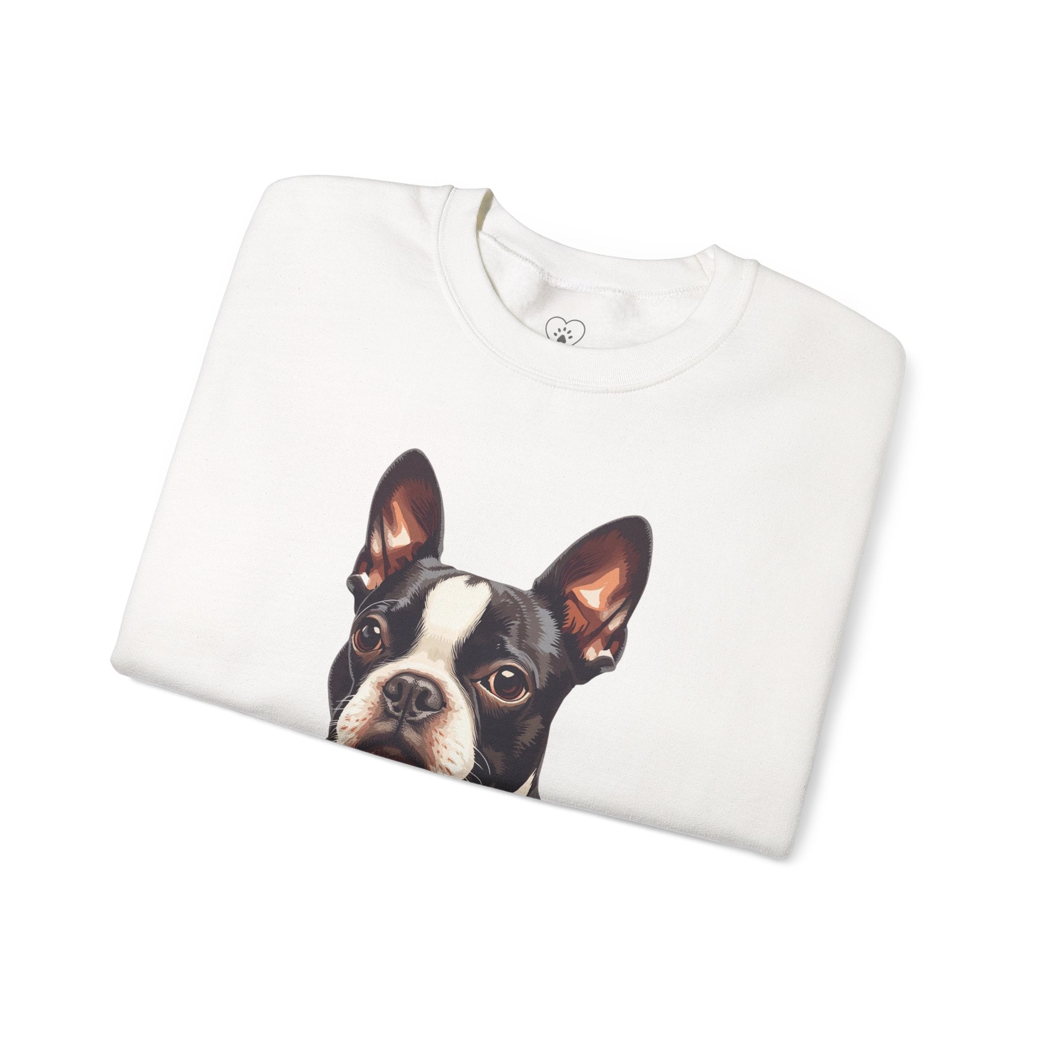 Boston Terrier Portrait Sweatshirt — Cute Dog Face Crewneck for Pet Lovers