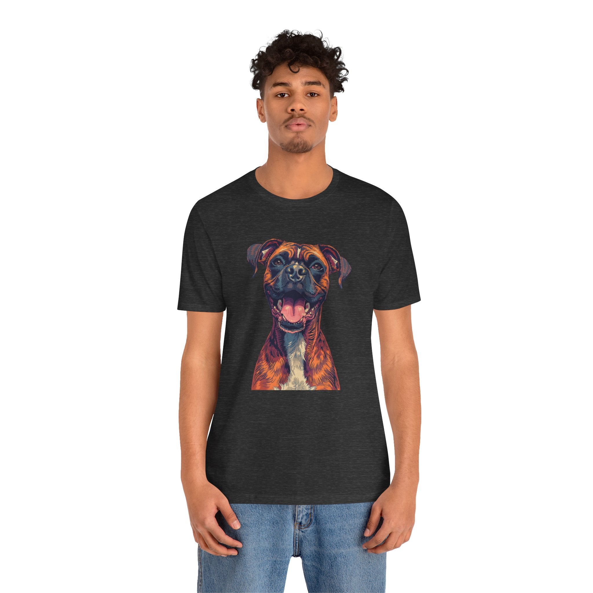 Happy Boxer Dog T‑Shirt — Colorful Portrait Pet Tee