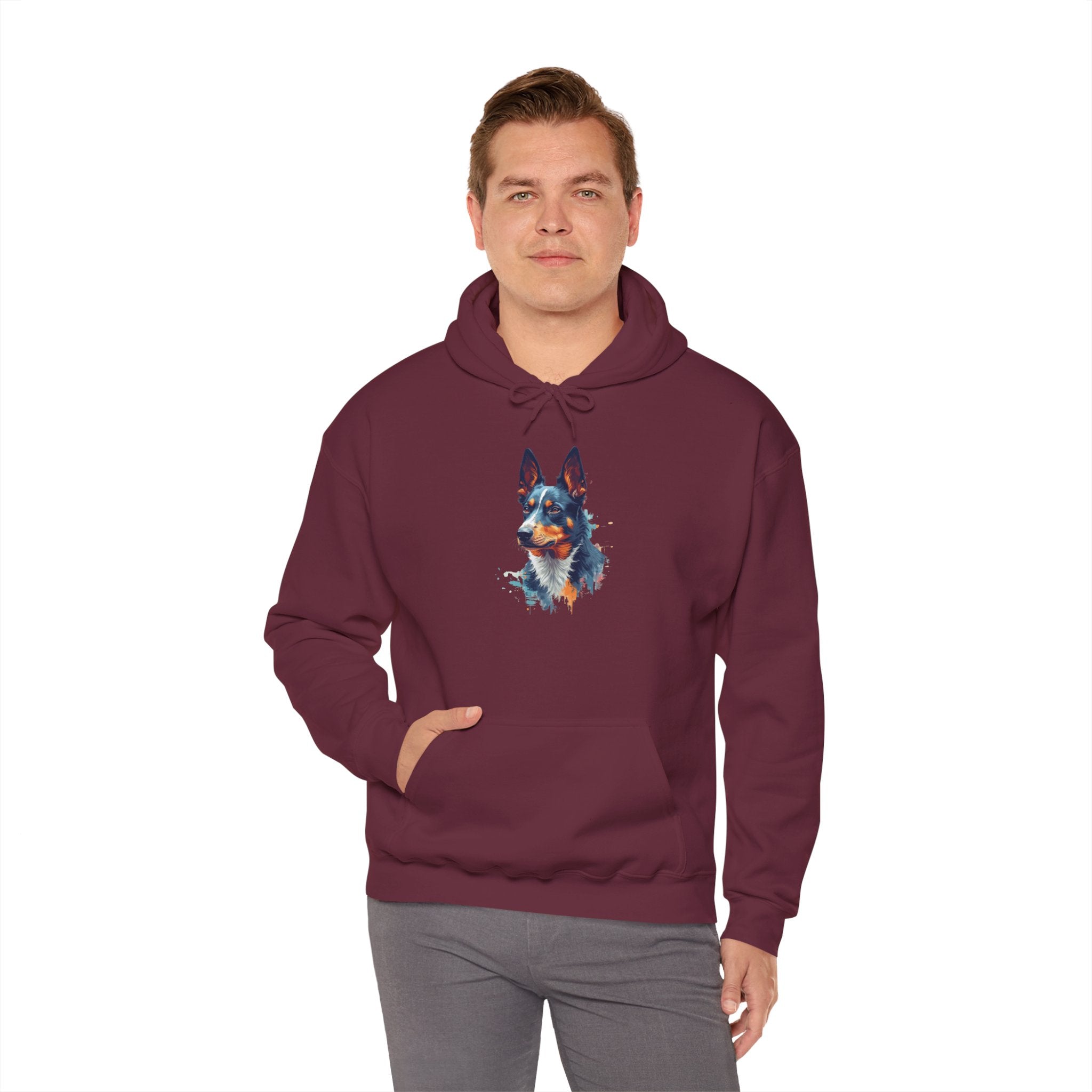 Australian Kelpie Watercolor Hoodie — Artistic Dog Portrait Pullover