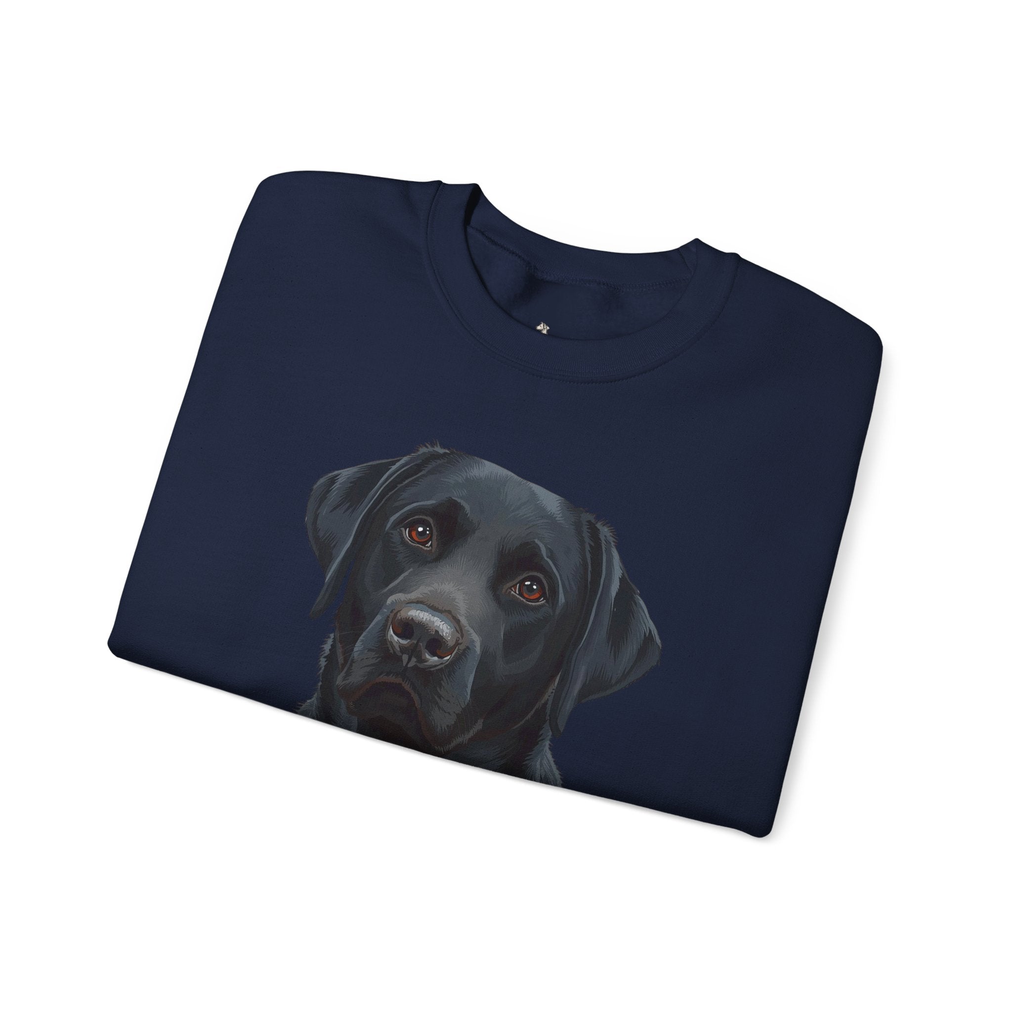 Black Labrador Portrait Crewneck Sweatshirt — Realistic Dog Print for Dog Lovers