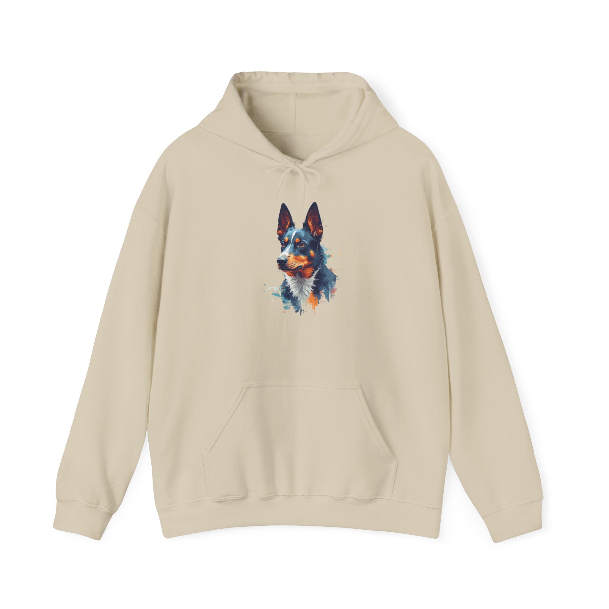 Australian Kelpie Watercolor Hoodie — Artistic Dog Portrait Pullover