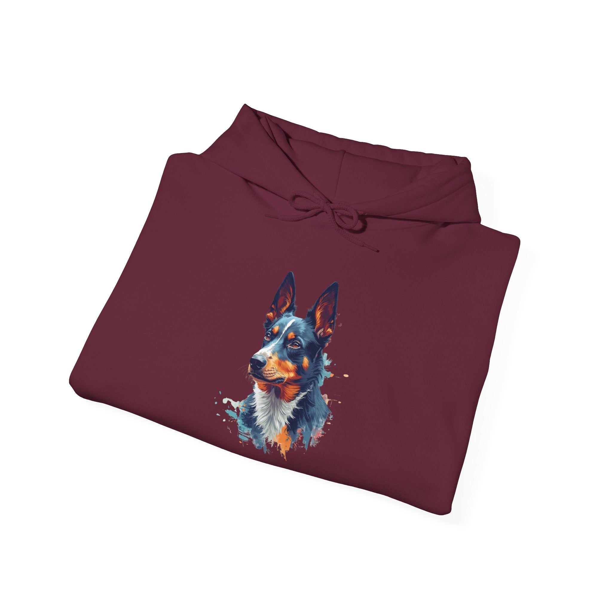 Australian Kelpie Watercolor Hoodie — Artistic Dog Portrait Pullover