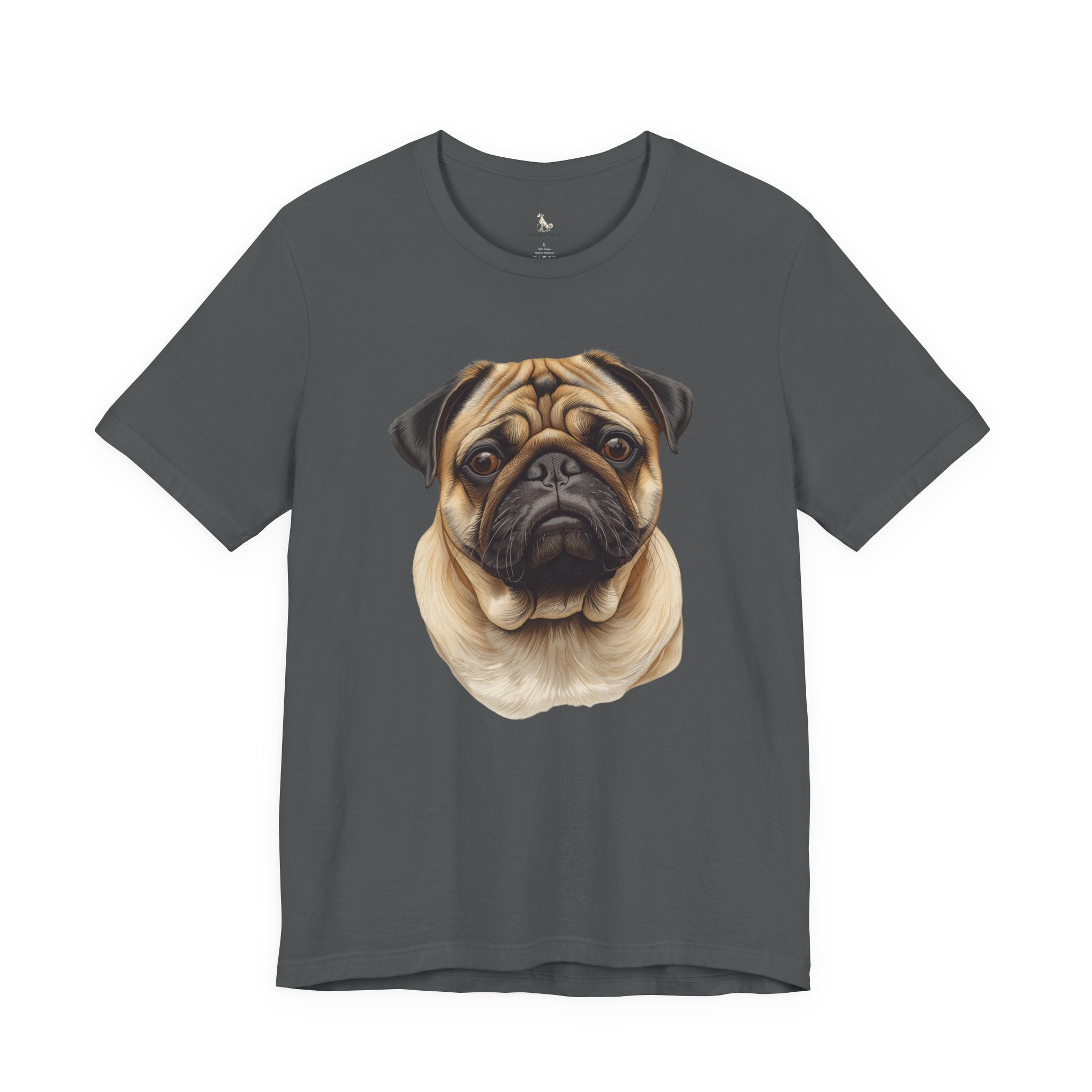Pug Portrait T-Shirt - Realistic Dog Face Tee for Pug Lovers