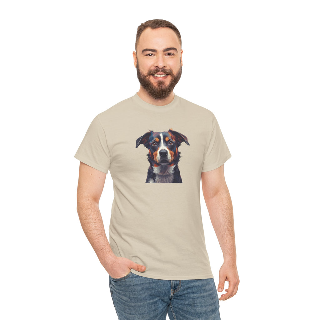 Australian Shepherd Portrait T-Shirt — Realistic Dog Face Tee for Dog Lovers
