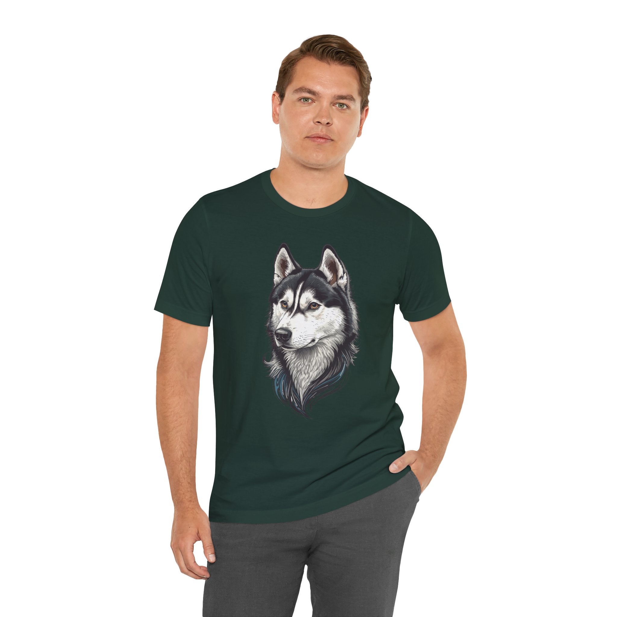 Husky Portrait T-Shirt — Realistic Siberian Husky Dog Tee
