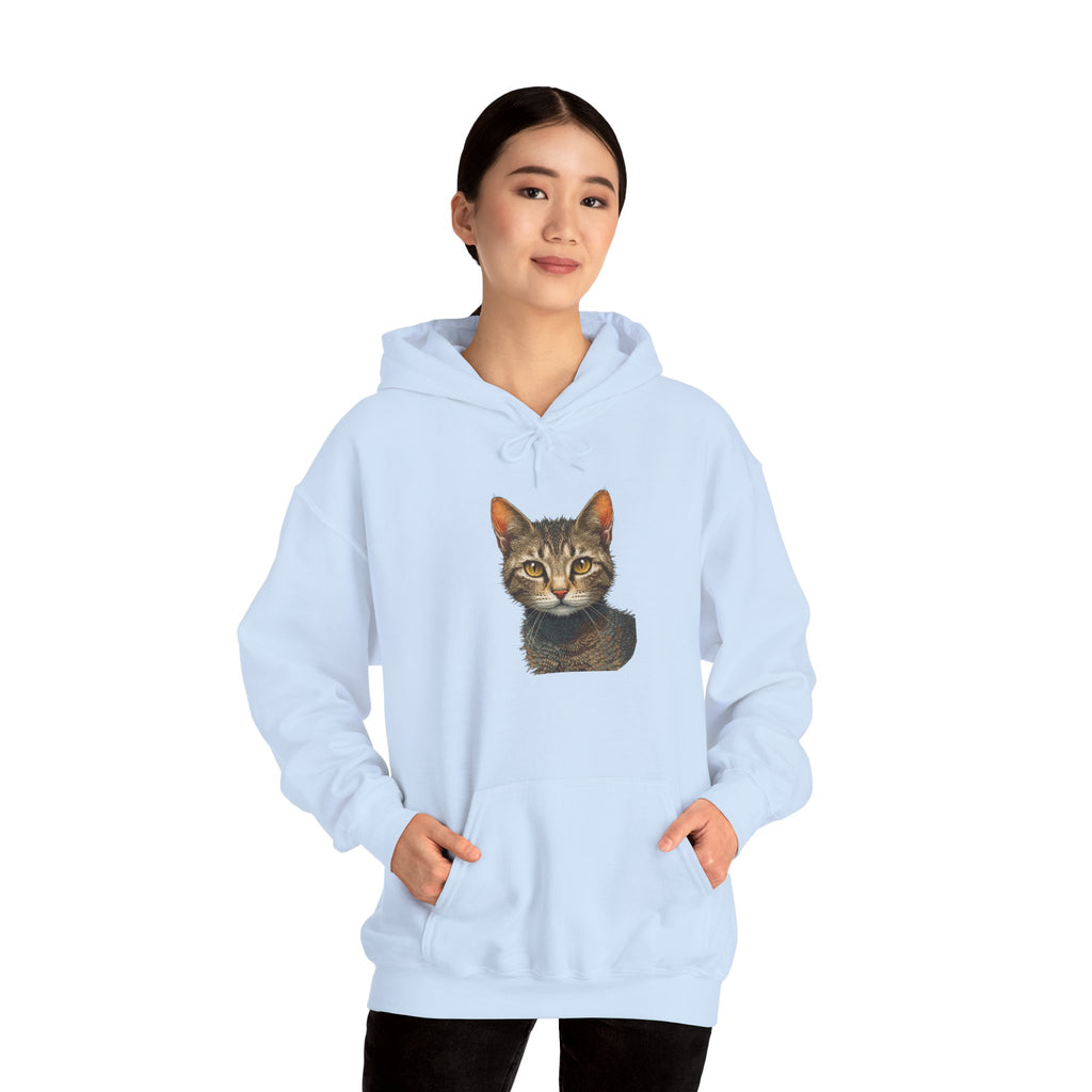 Cat Portrait Hoodie — Realistic Tabby Kitten Graphic Pullover