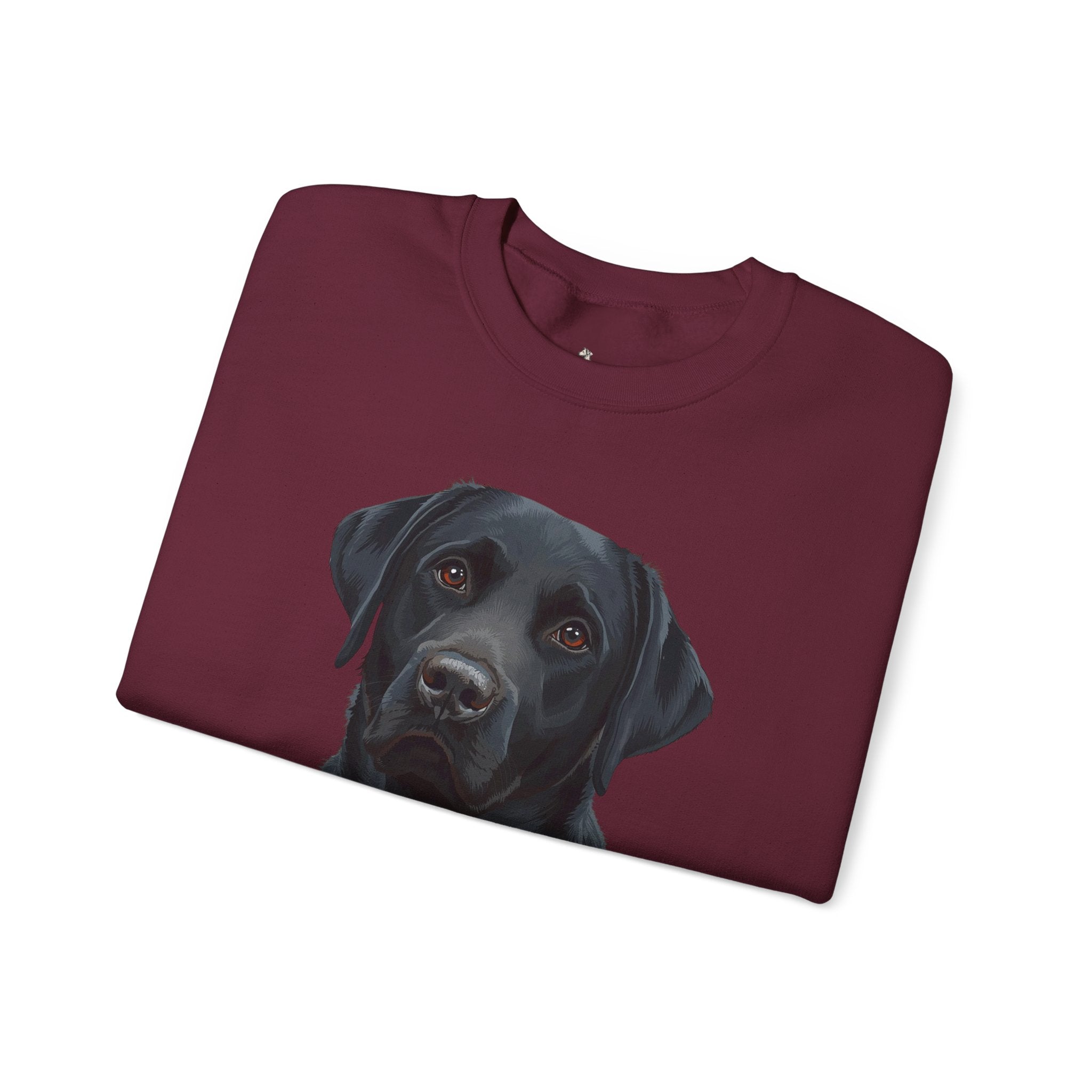 Black Labrador Portrait Crewneck Sweatshirt — Realistic Dog Print for Dog Lovers