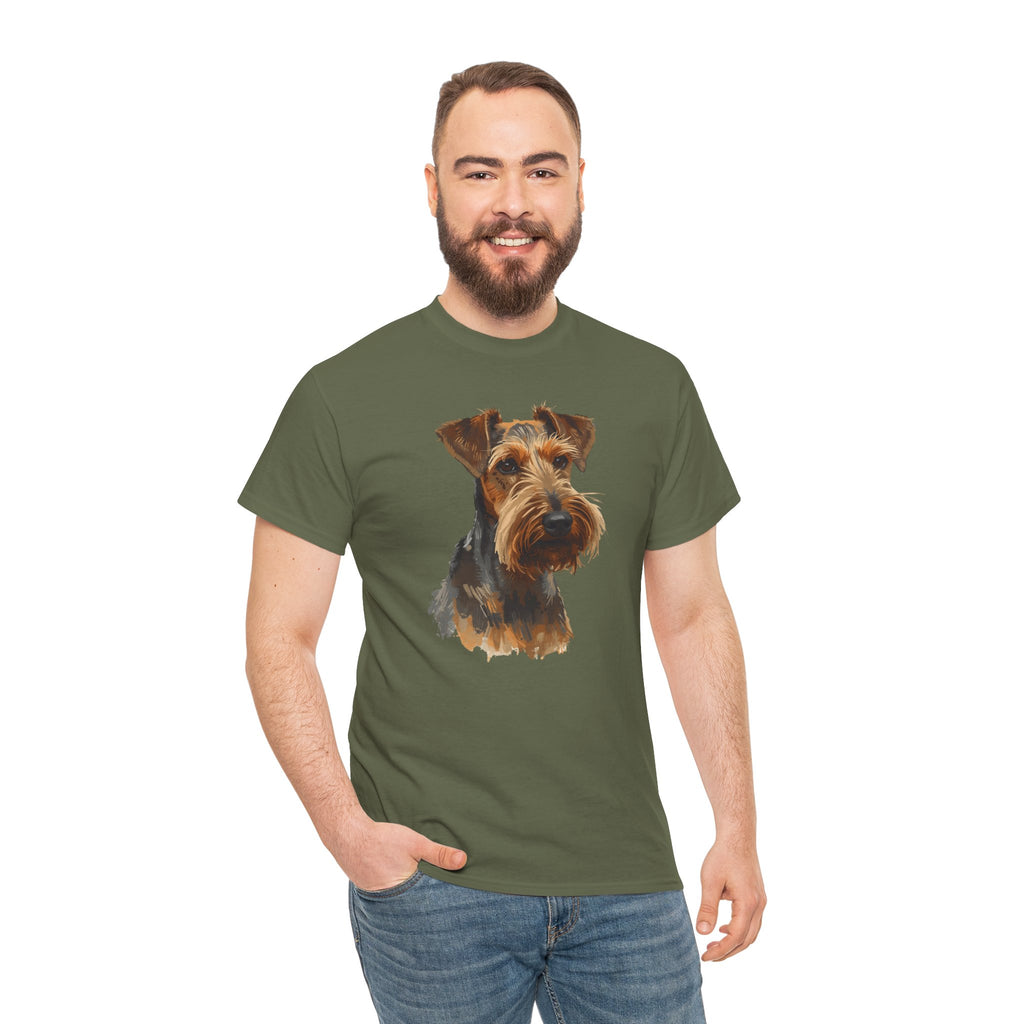 Airedale Terrier Portrait T‑Shirt – Realistic Dog Face Tee for Airedale Lovers