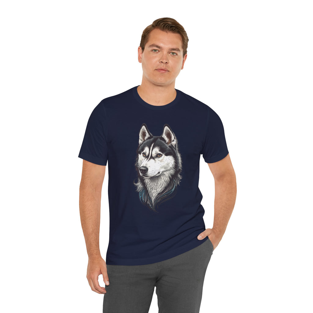 Husky Portrait T-Shirt — Realistic Siberian Husky Dog Tee