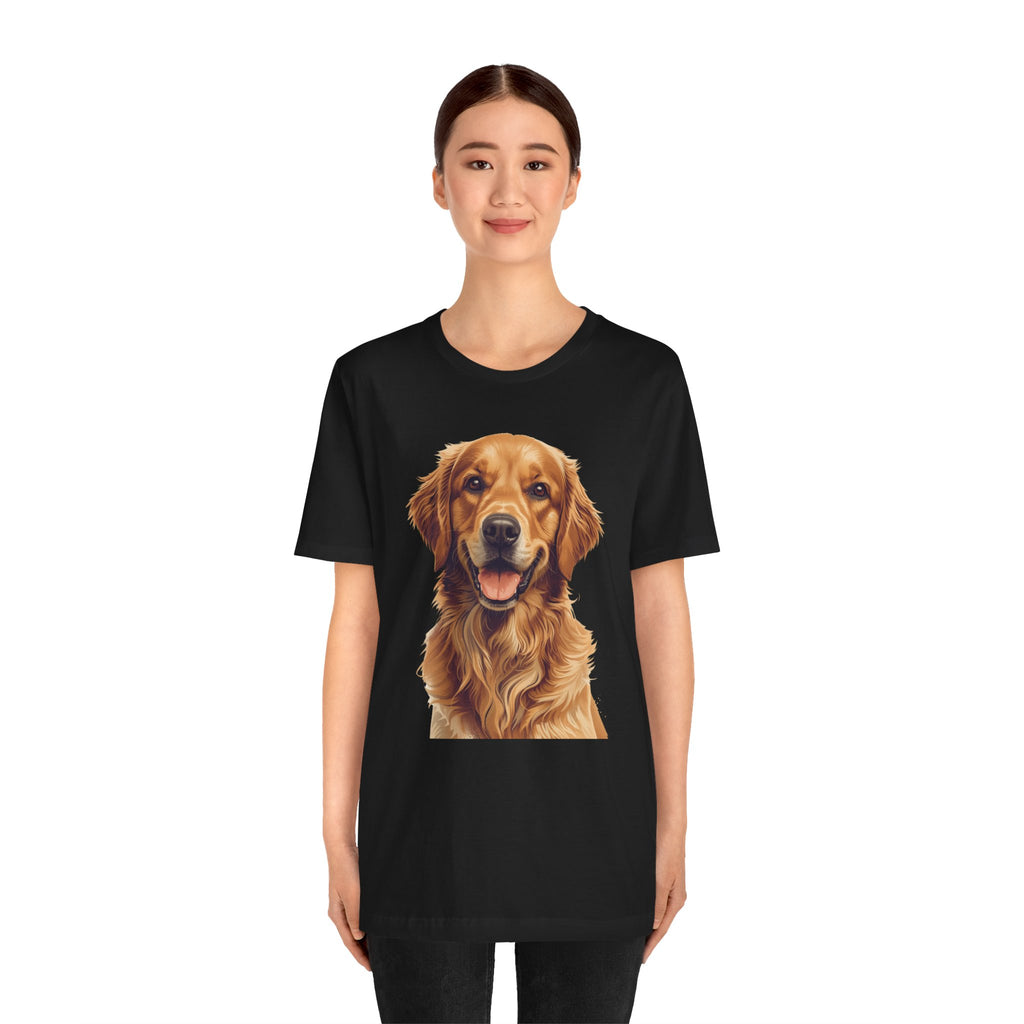 Golden Retriever Portrait T-Shirt — Smiling Dog Tee for Dog Lovers