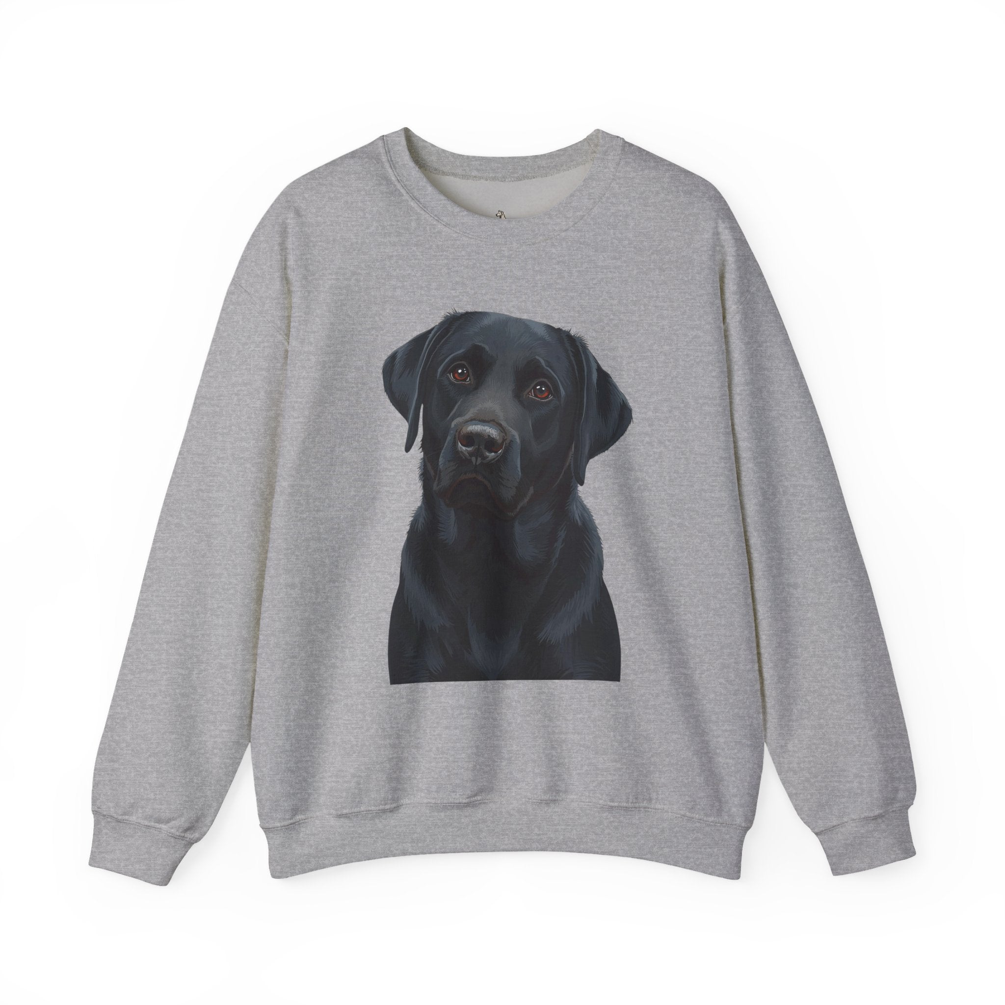 Black Labrador Portrait Crewneck Sweatshirt — Realistic Dog Print for Dog Lovers