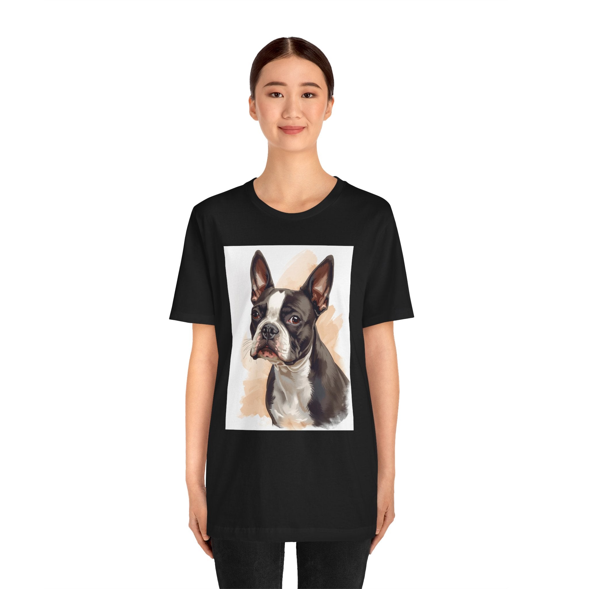 Boston Terrier Portrait T-Shirt — Watercolor Dog Lover Tee