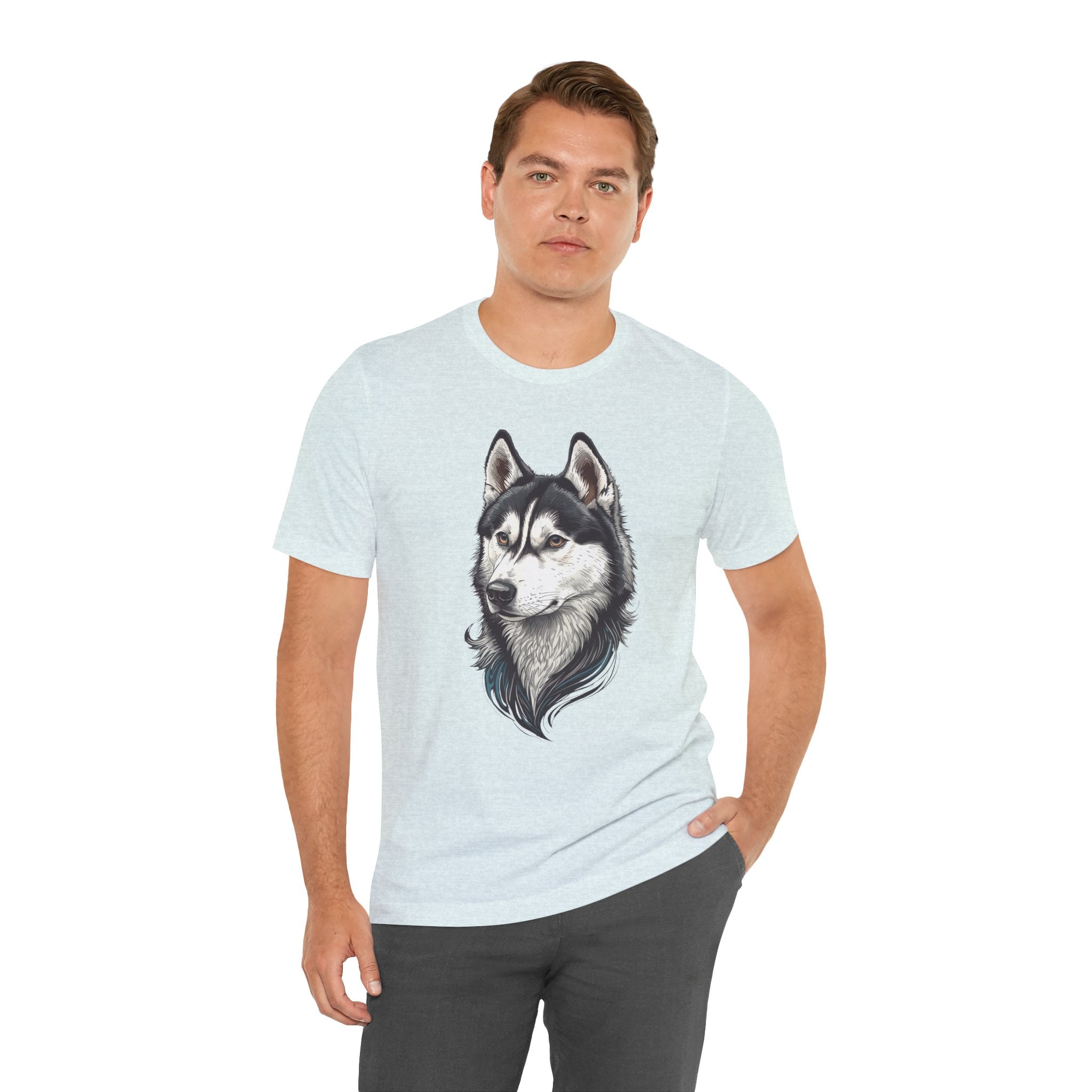Husky Portrait T-Shirt — Realistic Siberian Husky Dog Tee