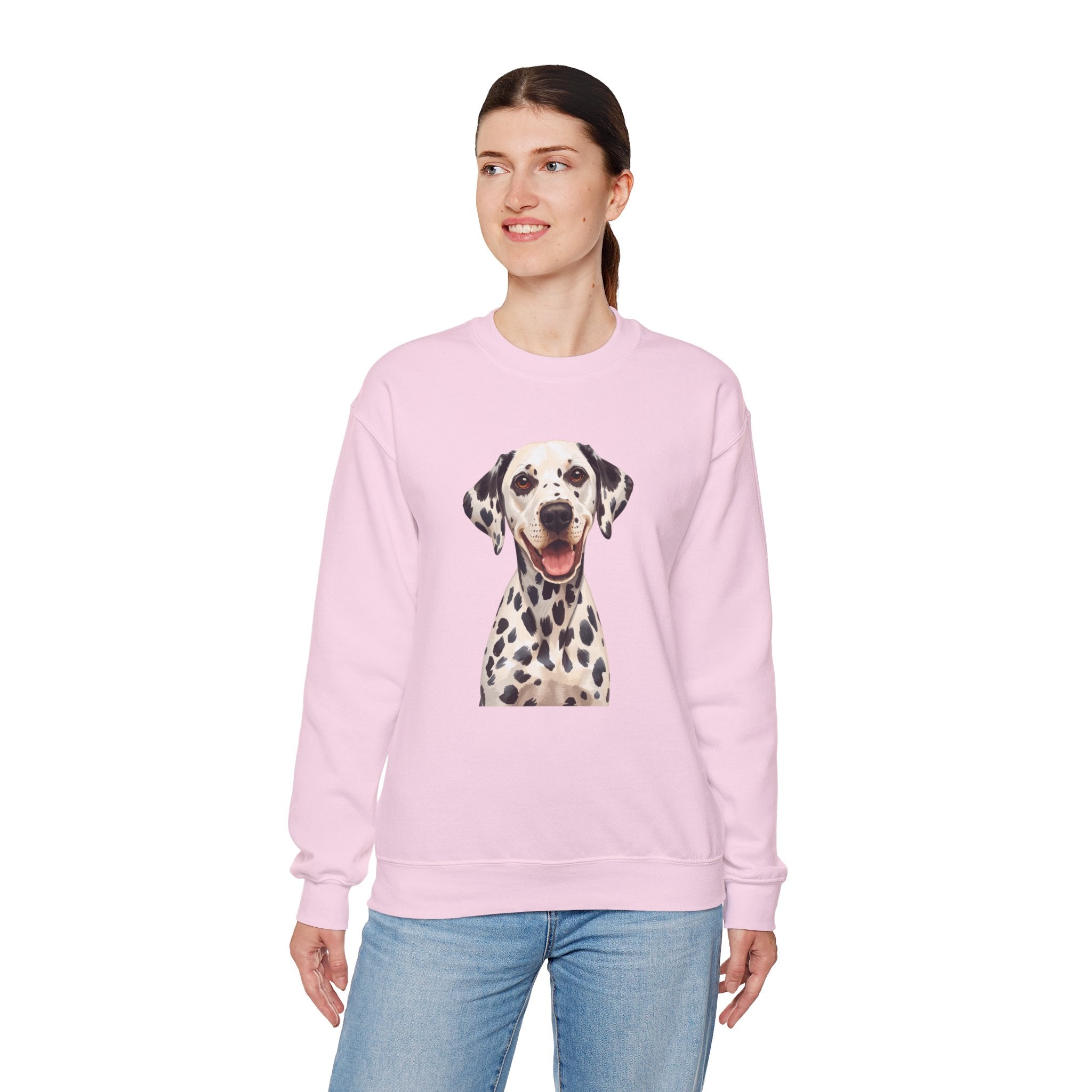 Dalmatian Smile Crewneck Sweatshirt — Cute Dog Graphic Pullover