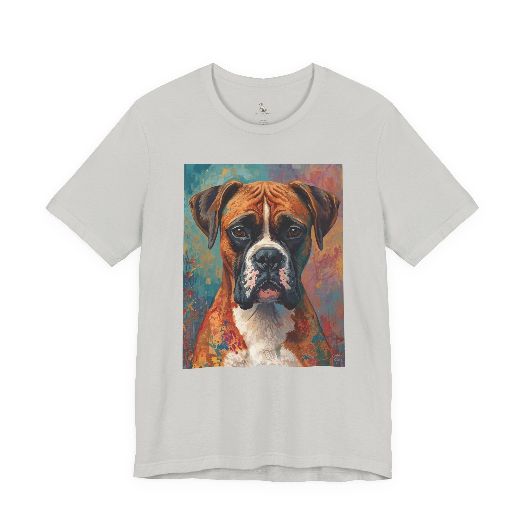 Boxer Dog Portrait T-Shirt — Colorful Painterly Canine Tee
