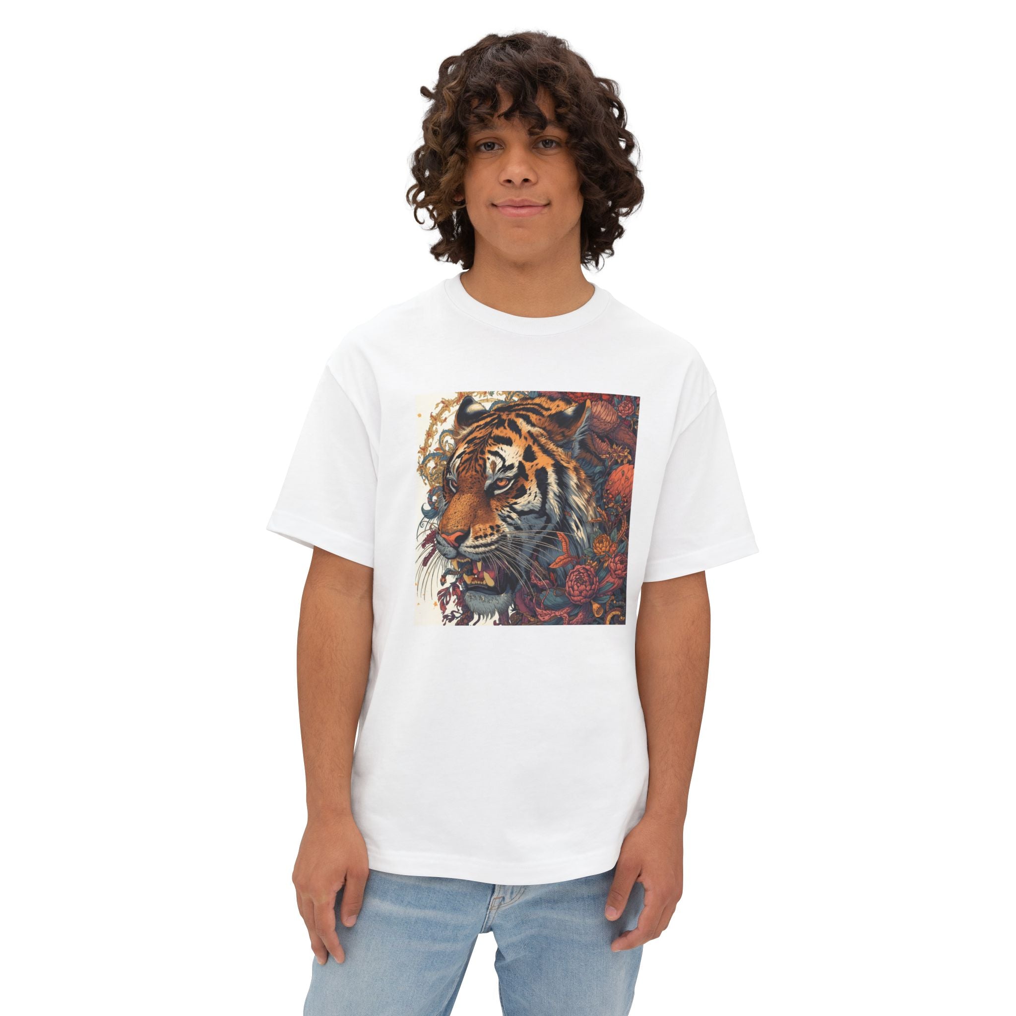 Tiger Floral Graphic Tee — Vintage Botanical Big Cat T-Shirt