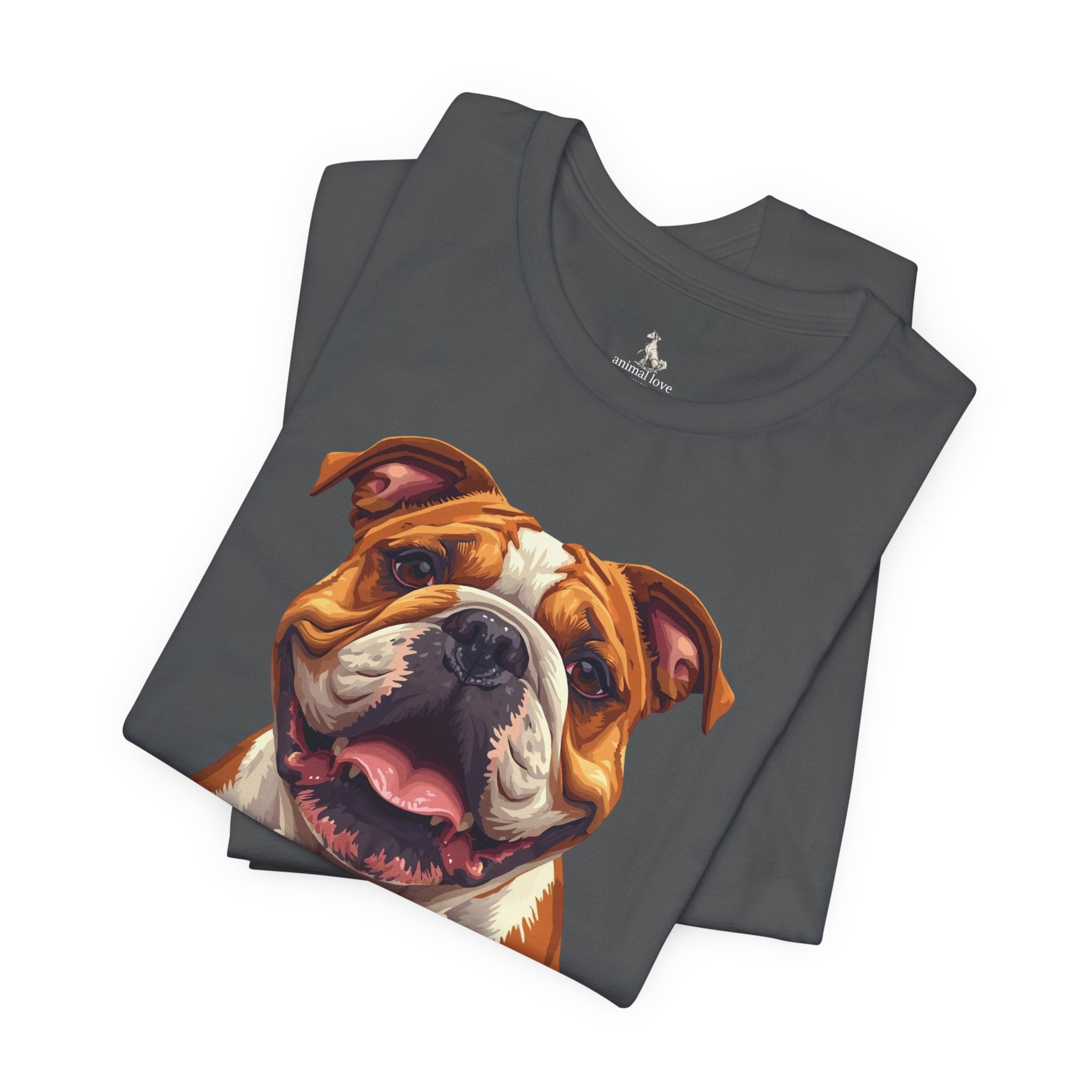 Bulldog Portrait T-Shirt — Smiling English Bulldog Graphic Tee