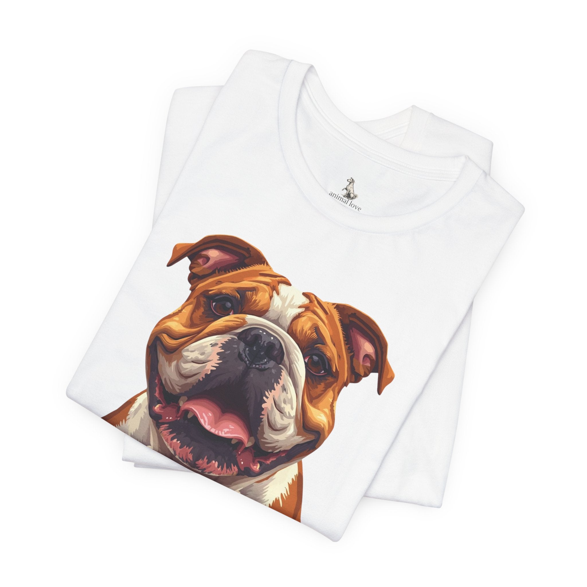 Bulldog Portrait T-Shirt — Smiling English Bulldog Graphic Tee