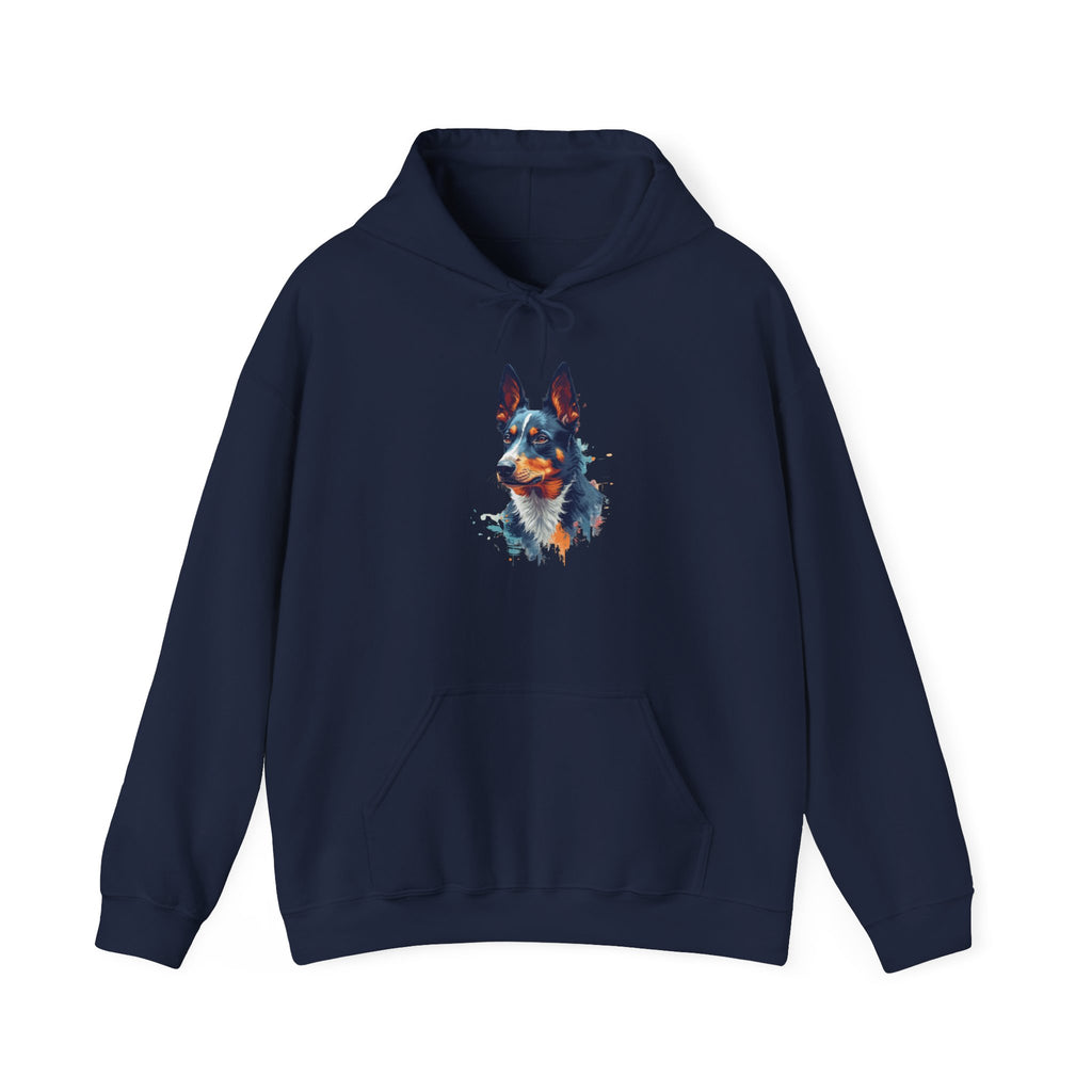 Australian Kelpie Watercolor Hoodie — Artistic Dog Portrait Pullover