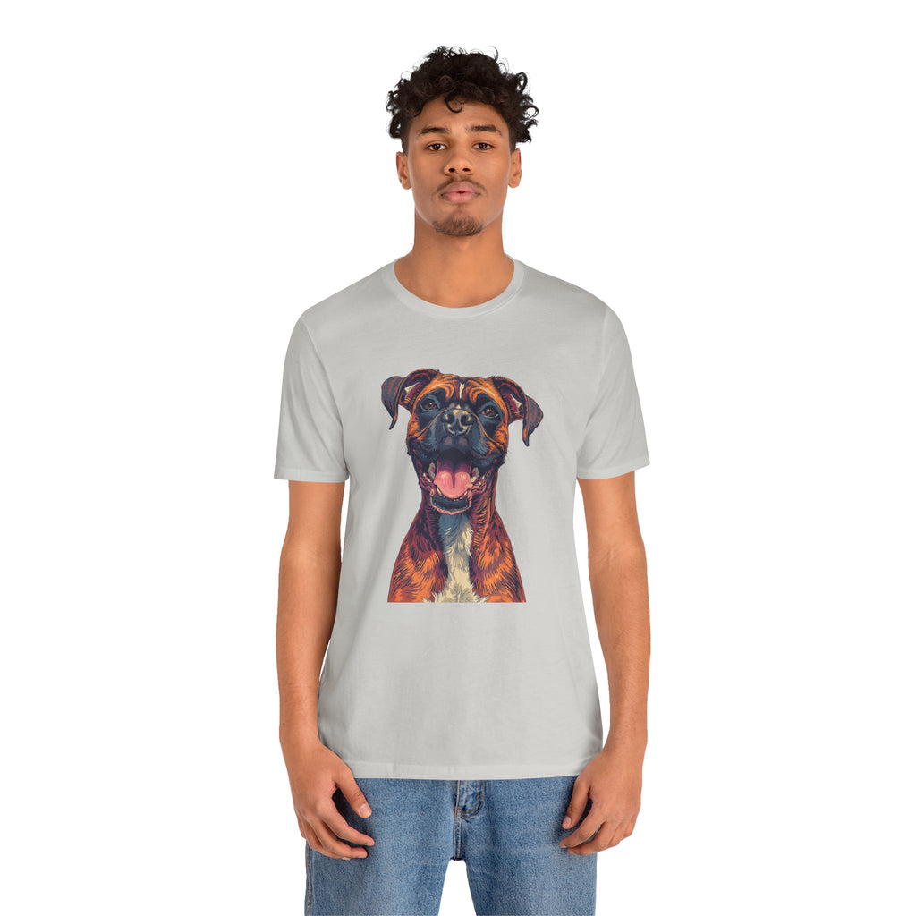 Happy Boxer Dog T‑Shirt — Colorful Portrait Pet Tee