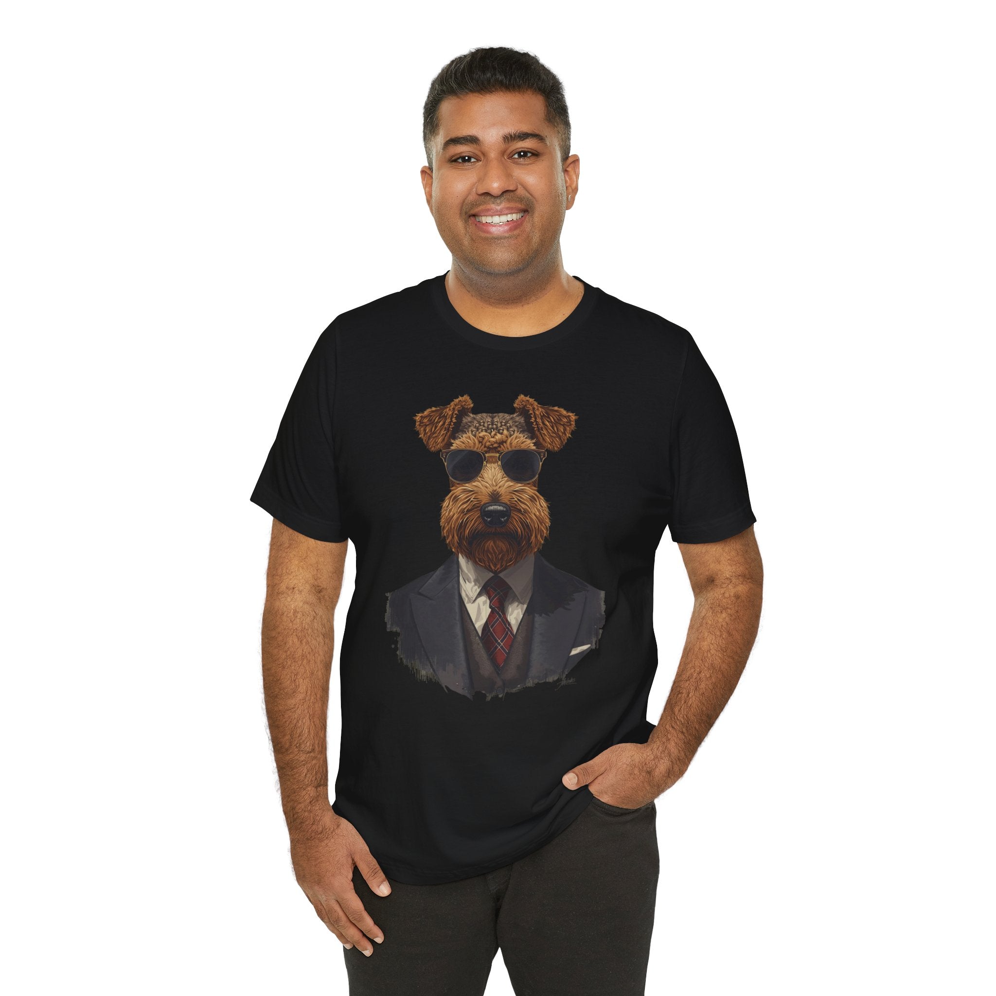 Airedale Gentleman T‑Shirt — Dog in Suit Graphic Tee