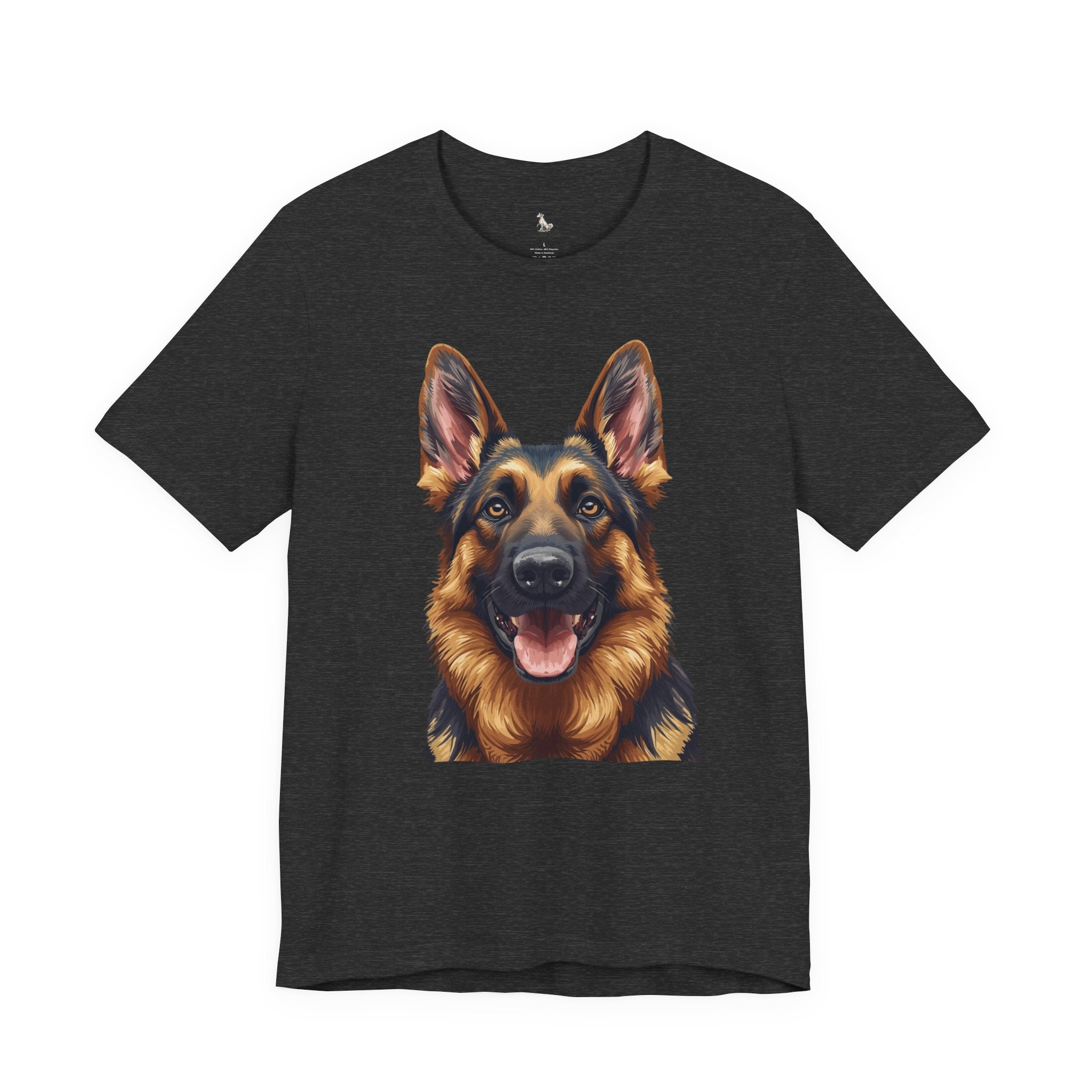 German Shepherd Portrait T‑Shirt — Realistic Dog Face Tee for Dog Lovers