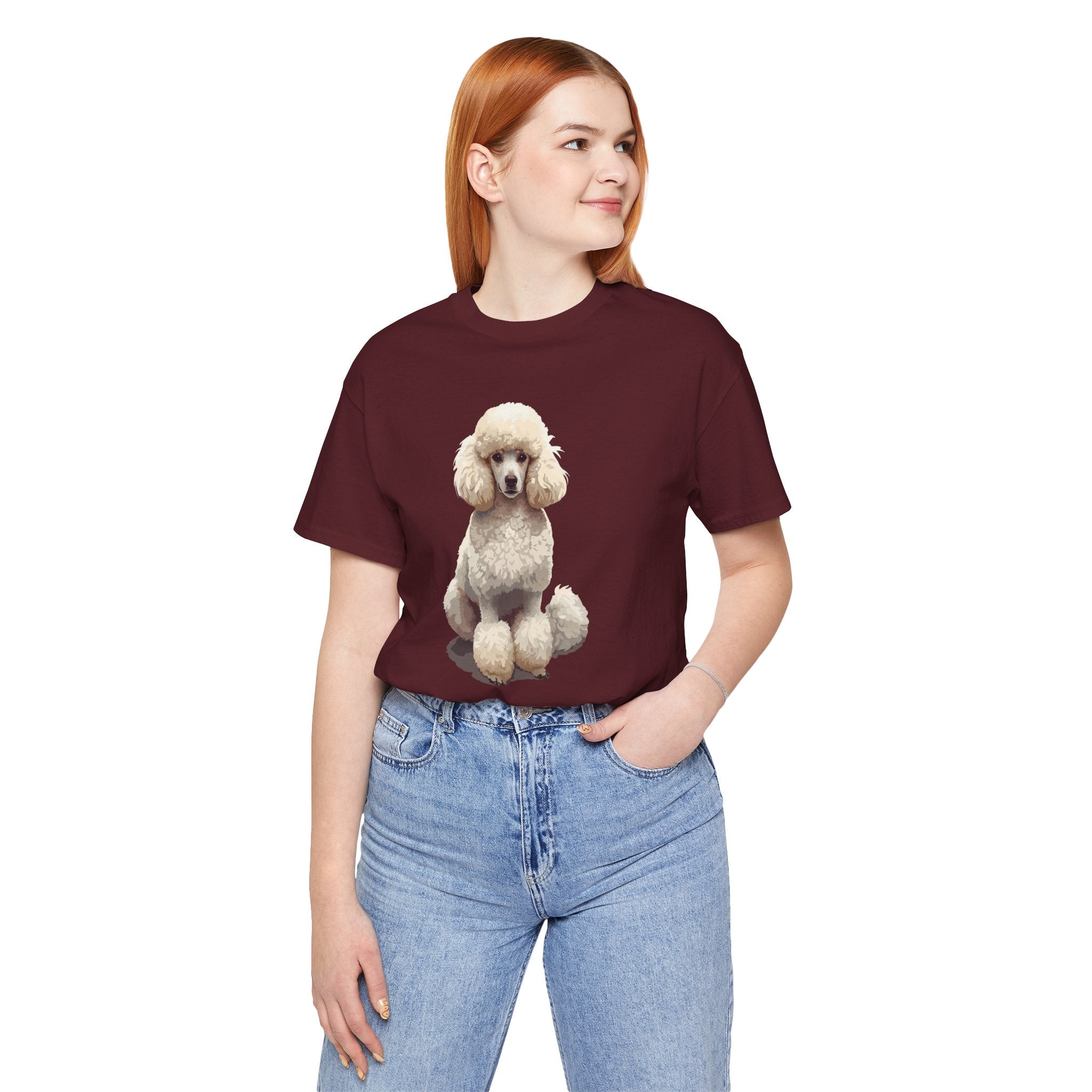 Poodle Portrait T‑Shirt — Realistic White Standard Poodle Tee