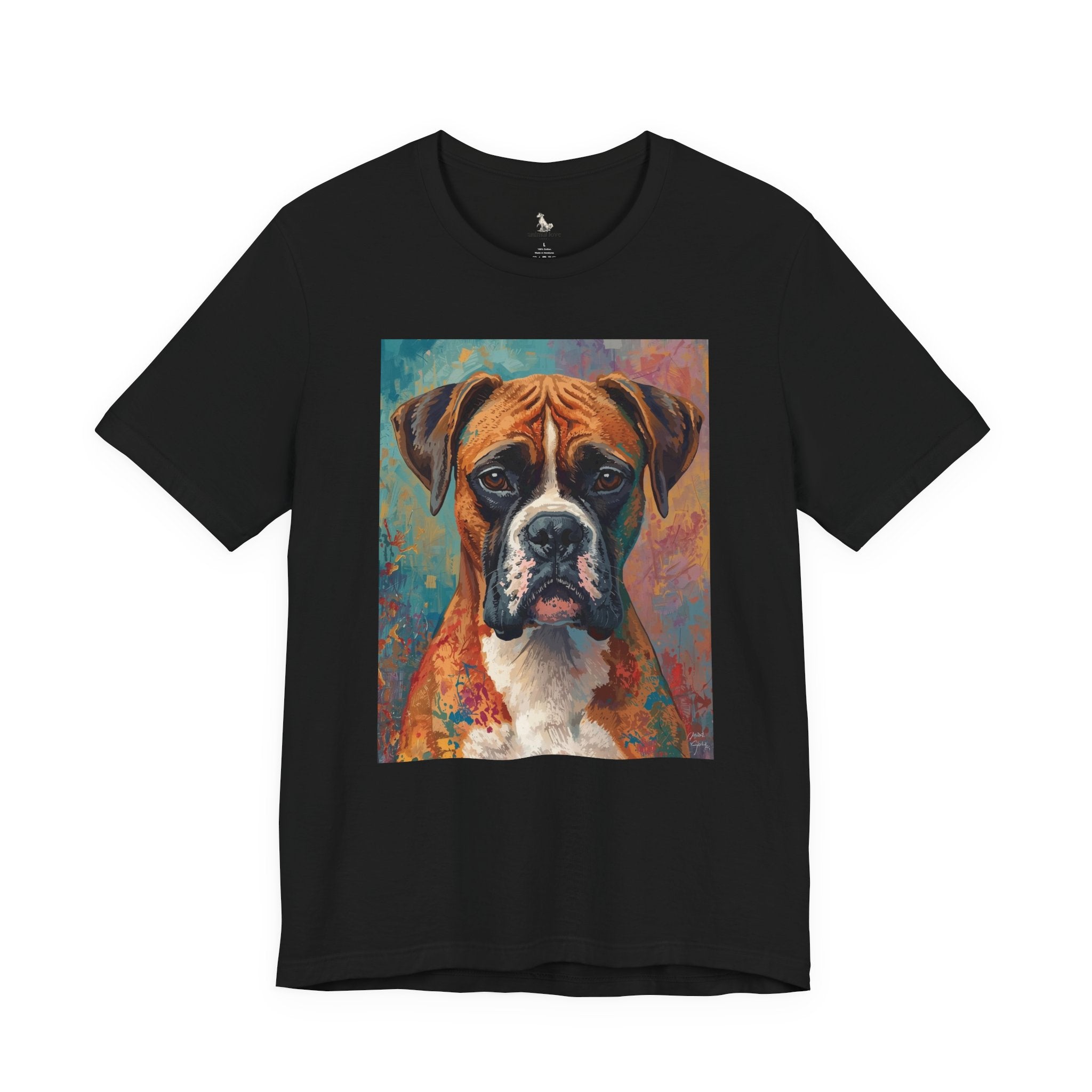Boxer Dog Portrait T-Shirt — Colorful Painterly Canine Tee