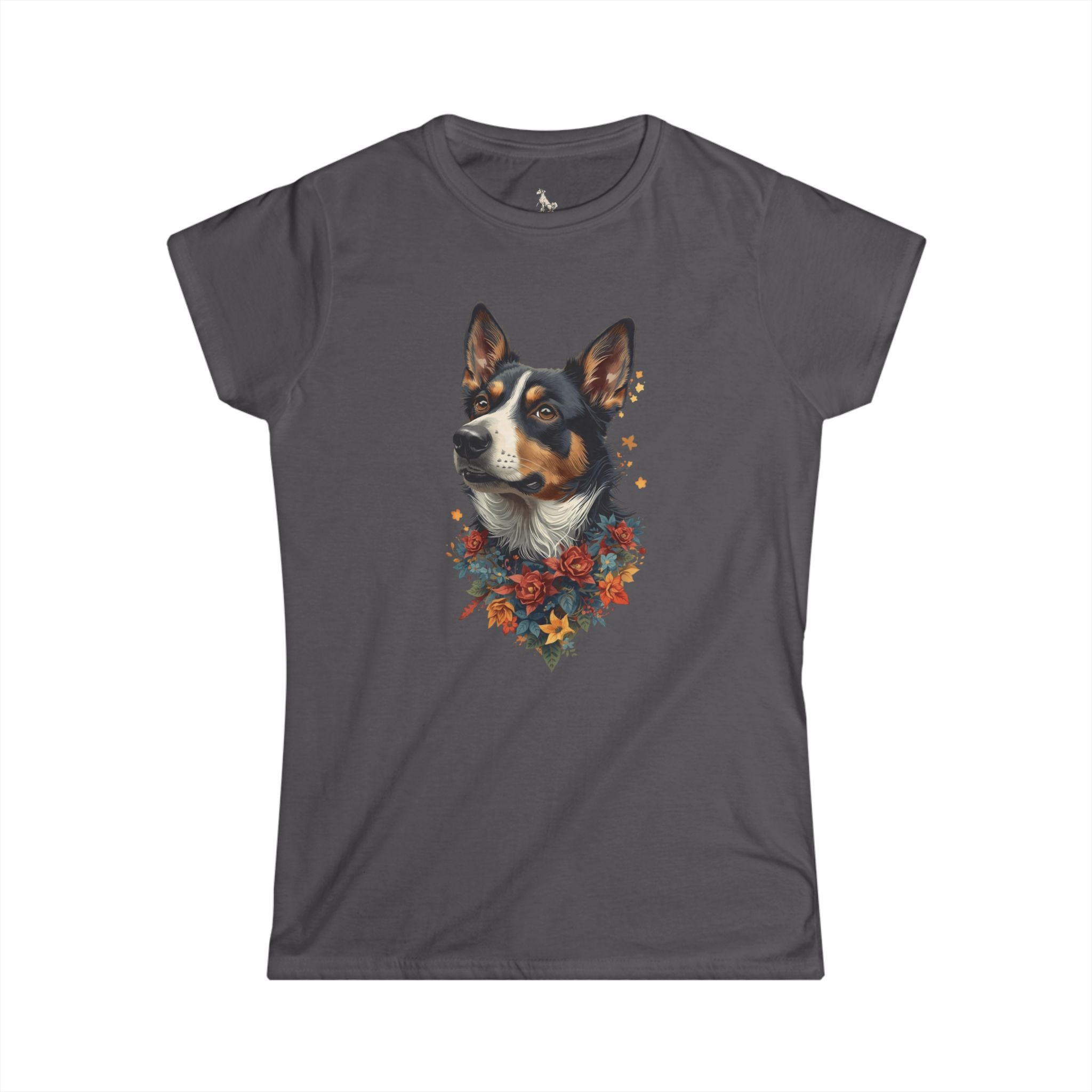 Australian Cattle Dog Floral Portrait Tee — DogLover T-Shirt Womens